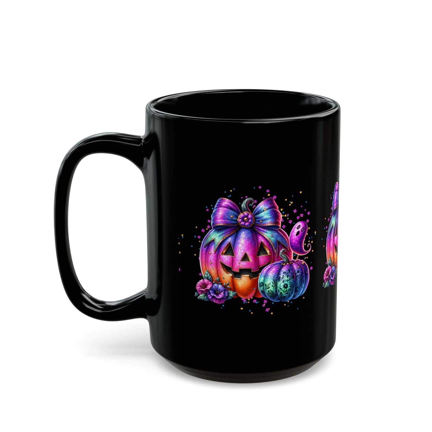Colorful Halloween Pumpkin 15 oz Mug, Halloween Coffee Cup, Spooky Drinkware, Festive Fall Mug, Witchy Gift