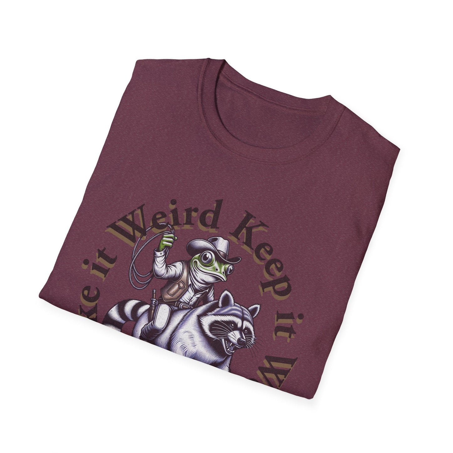 Whimsical Raccoon Tee: Make It Weird | Unisex Softstyle T-Shirt, Casual Everyday Wear, Gift for Animal Lovers, Unique Style, Funny Shirt