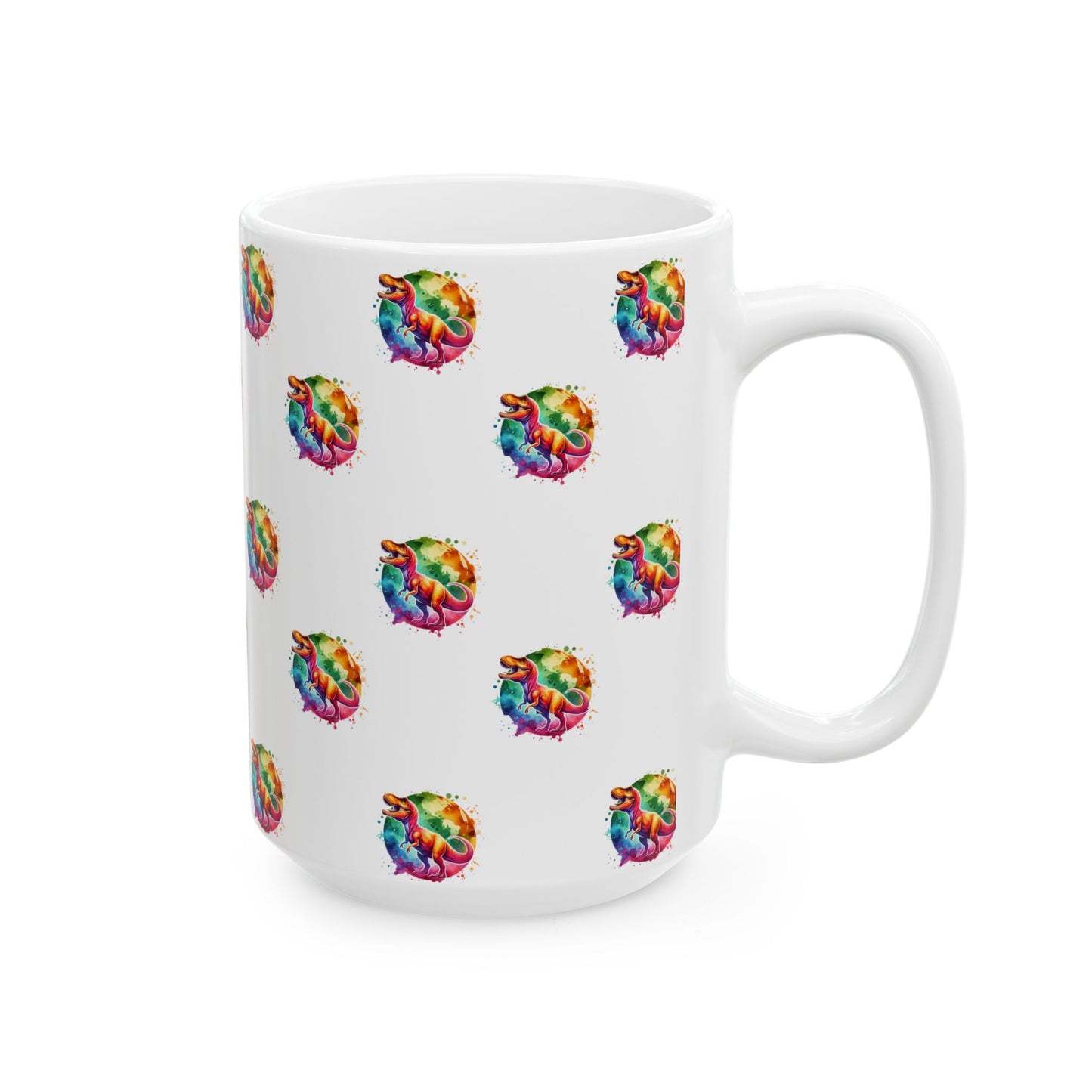 T Rex Colorful Abstract 15 oz. Ceramic Mug - Brighten Your Morning, Gift for Coffee Lovers, Unique Drinkware for Special Occasions