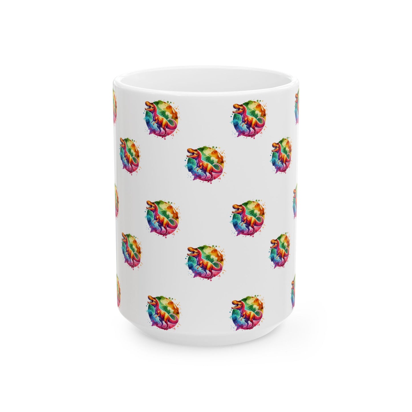 T Rex Colorful Abstract 15 oz. Ceramic Mug - Brighten Your Morning, Gift for Coffee Lovers, Unique Drinkware for Special Occasions