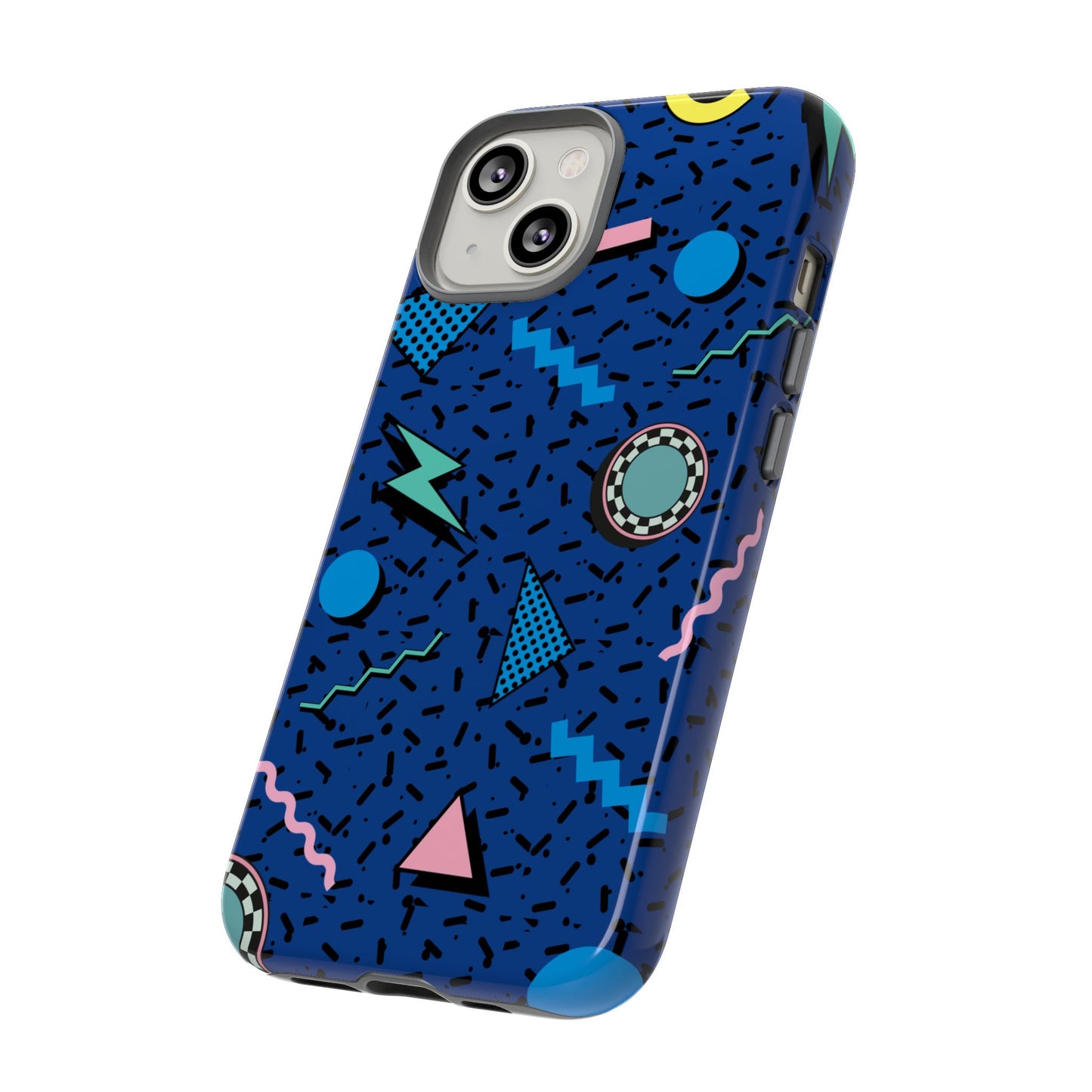 Blue Colorful Retro Phone Case, Tough On-the-Go Accessory, Unique Gift for Teenagers, Fun Pop Culture Aesthetic, Vibrant Phone Protection