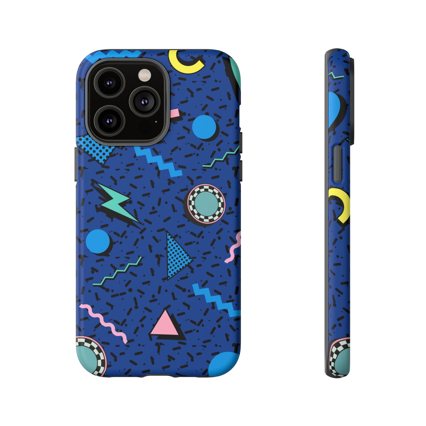 Blue Colorful Retro Phone Case, Tough On-the-Go Accessory, Unique Gift for Teenagers, Fun Pop Culture Aesthetic, Vibrant Phone Protection
