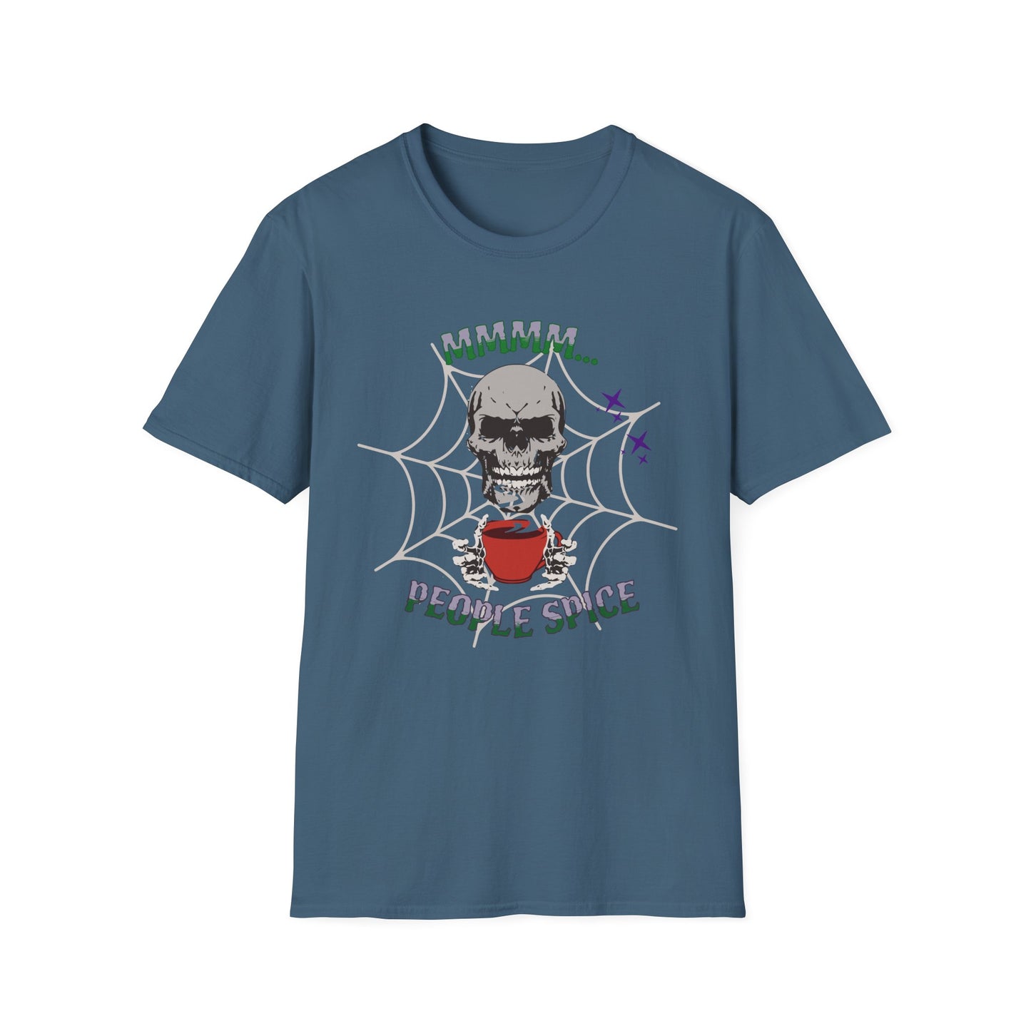 People Spice Skull Halloween T-Shirt, Spooky Vibes, Unisex Softstyle Tee, Perfect for Halloween