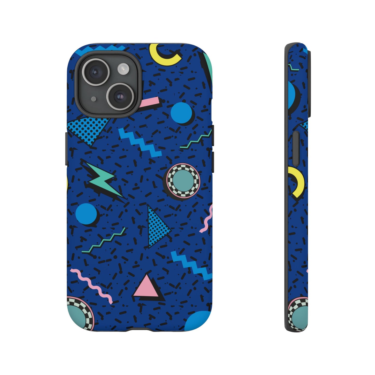 Blue Colorful Retro Phone Case, Tough On-the-Go Accessory, Unique Gift for Teenagers, Fun Pop Culture Aesthetic, Vibrant Phone Protection