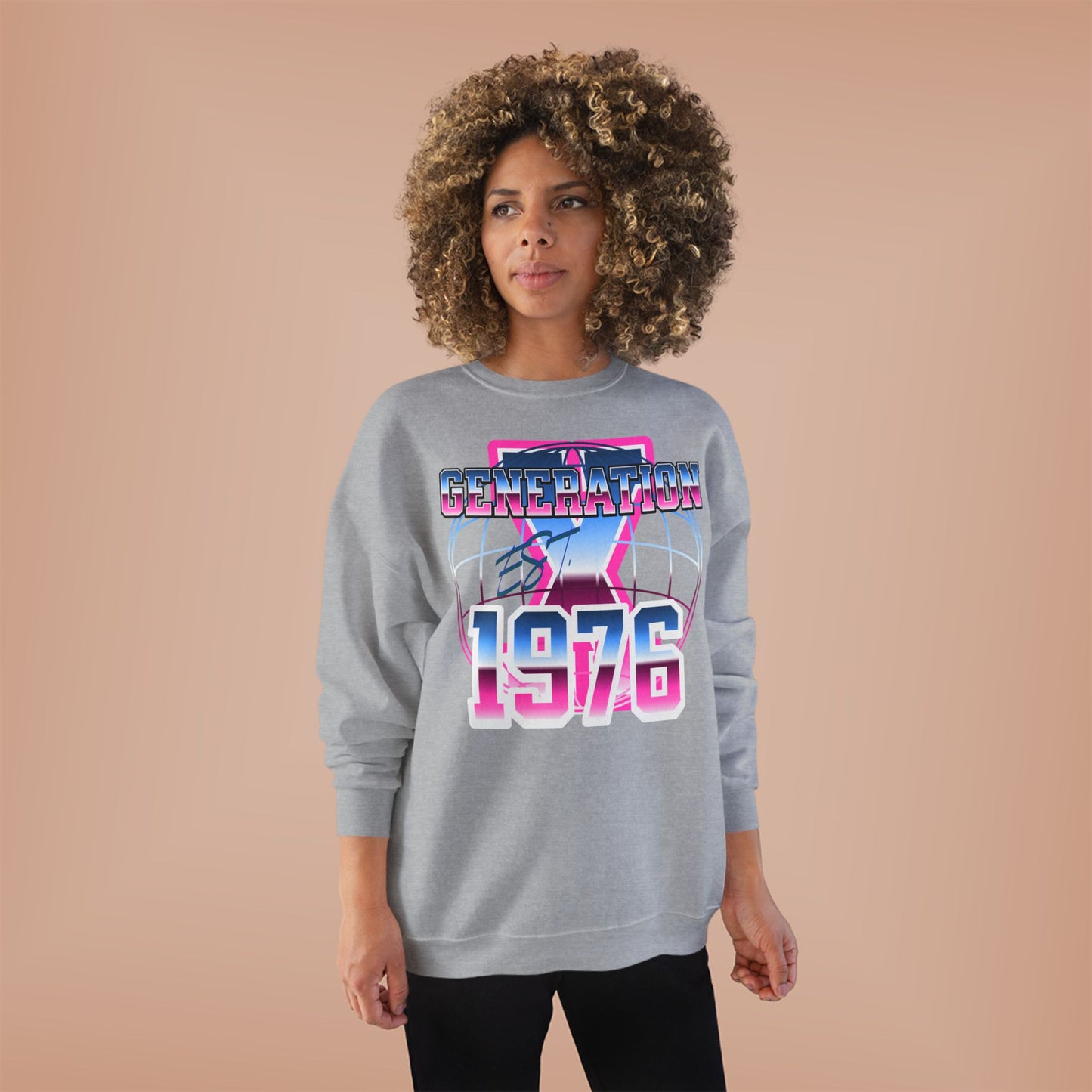Retro Generation Crewneck Sweatshirt - Vintage 1976 Tee, Eco-Friendly Apparel, Unisex Fashion, Gift for Nostalgia Lovers, 80s Retro Style
