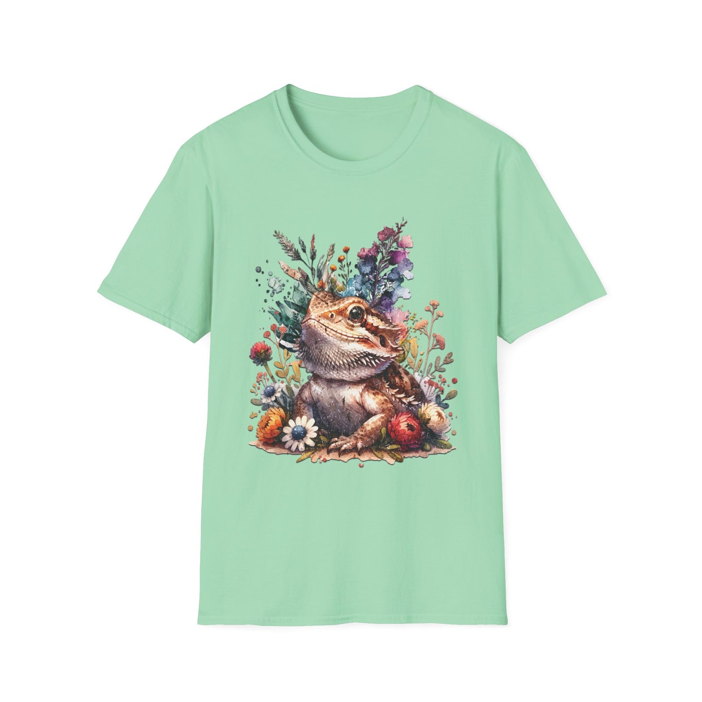 Bearded Dragon Botanical Unisex Softstyle Graphic Tee