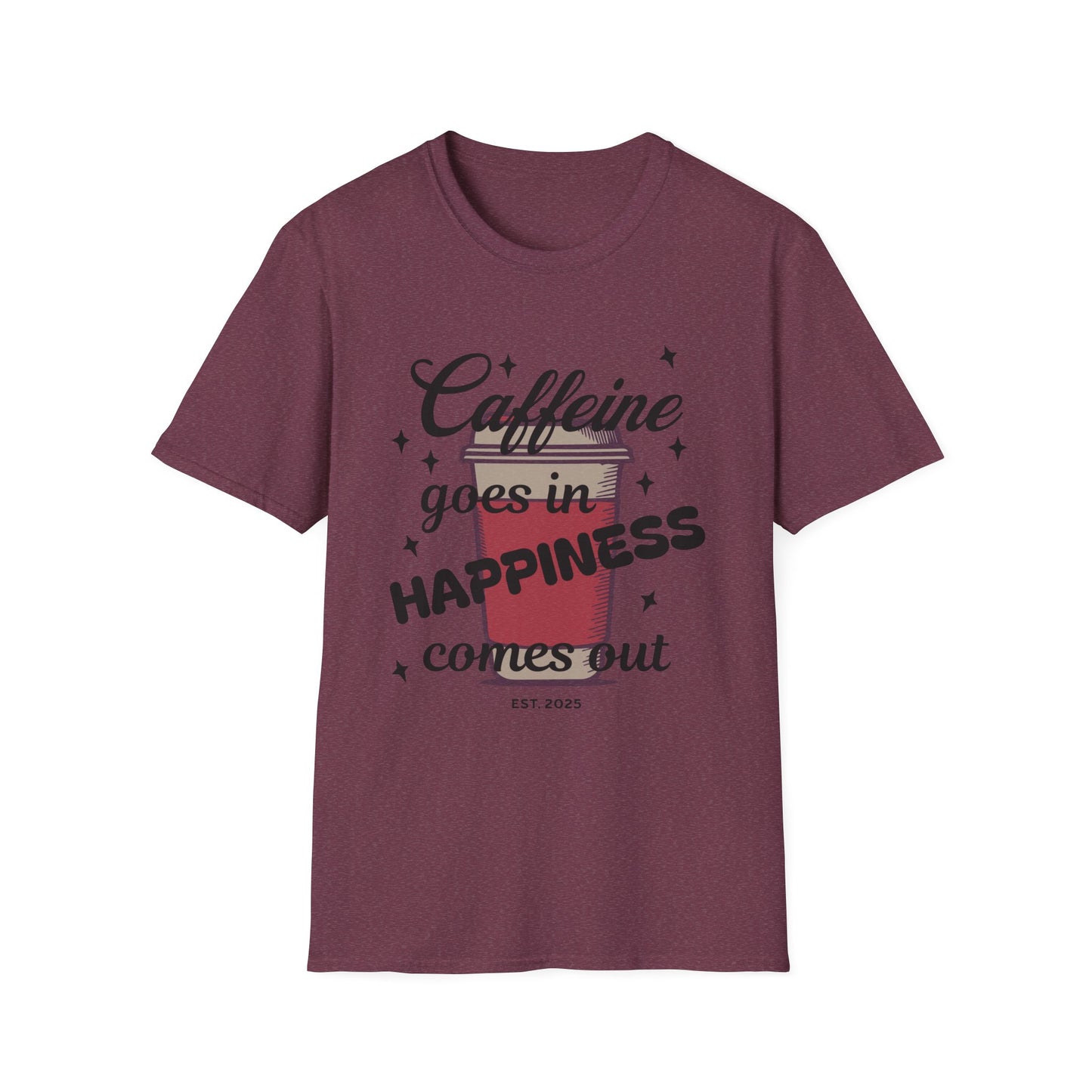 Caffeine & Happiness T-Shirt, Funny Coffee Lover Tee, Unisex Gift, 2022 Birthday Present, Casual Daily Wear