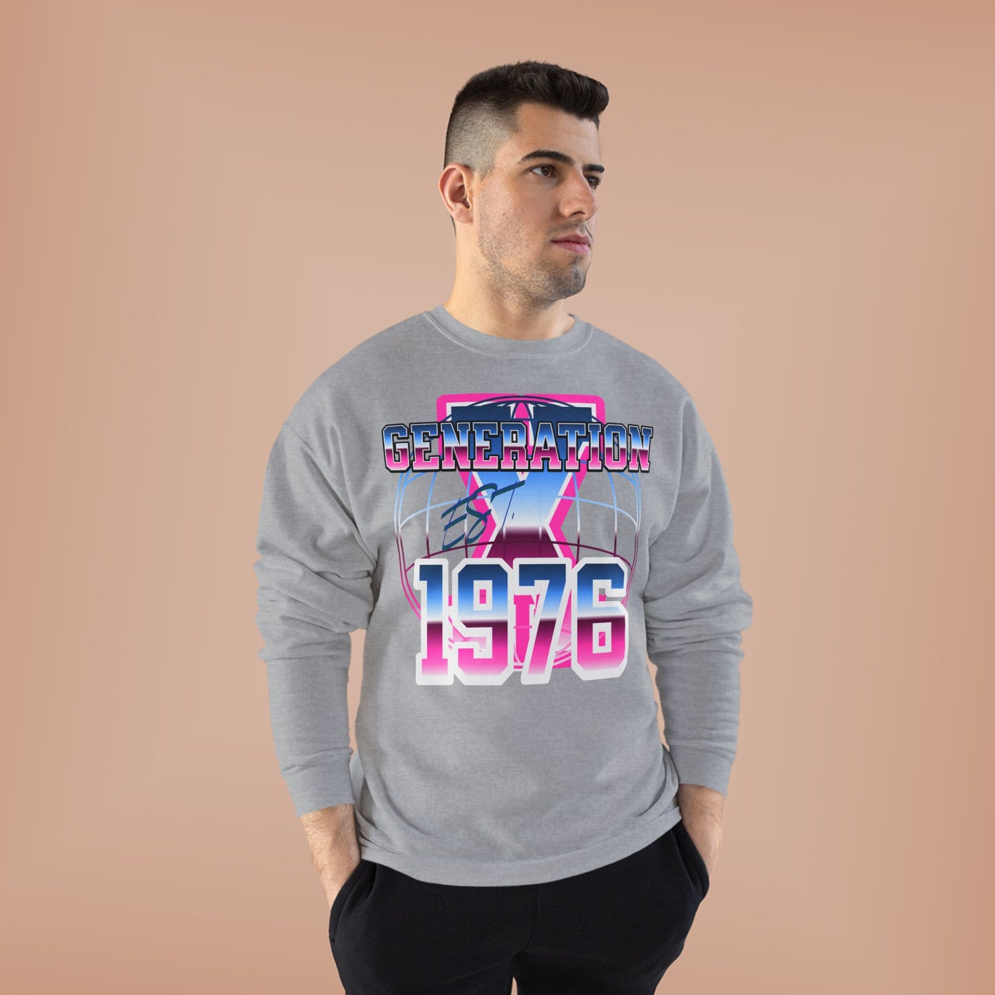 Retro Generation Crewneck Sweatshirt - Vintage 1976 Tee, Eco-Friendly Apparel, Unisex Fashion, Gift for Nostalgia Lovers, 80s Retro Style