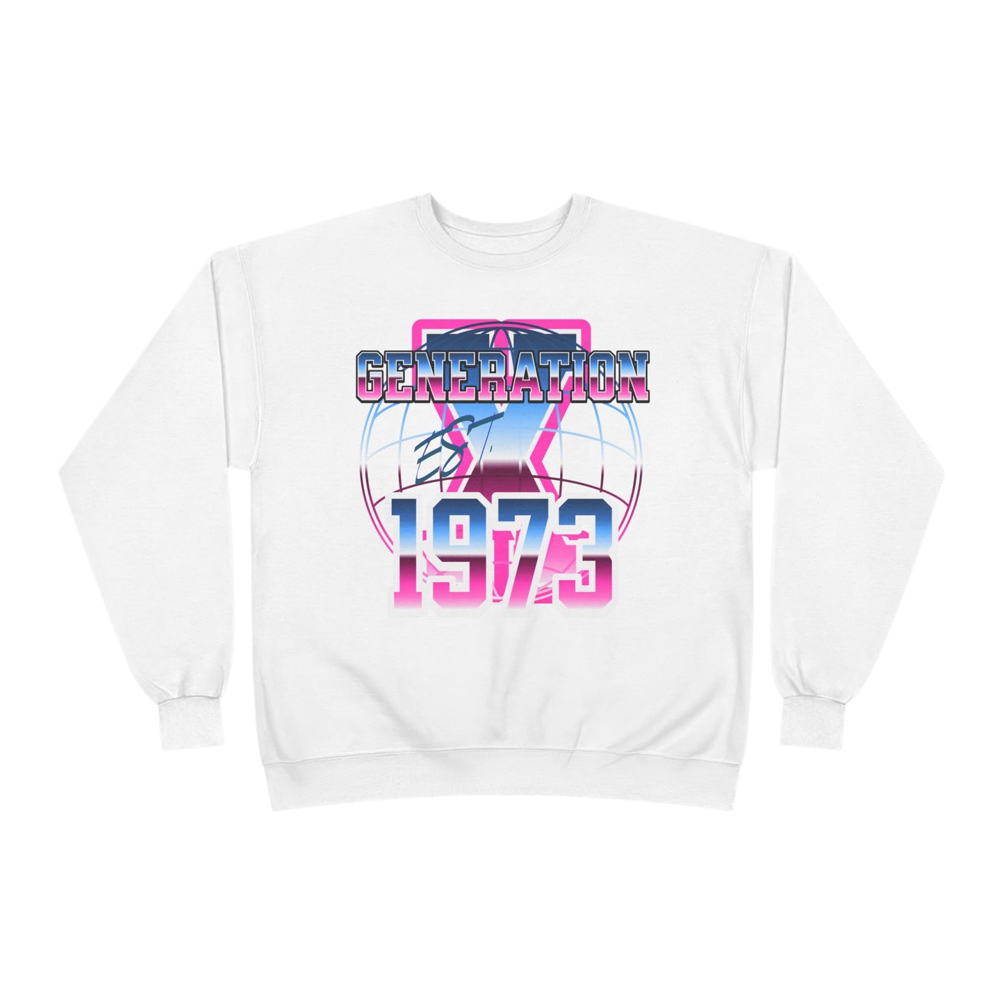 Retro Generation 1973 Crewneck Sweatshirt, Unisex Sweatshirt, Eco-Friendly Fashion, Vintage Style Wear, Gift for Gen X Enthusiasts