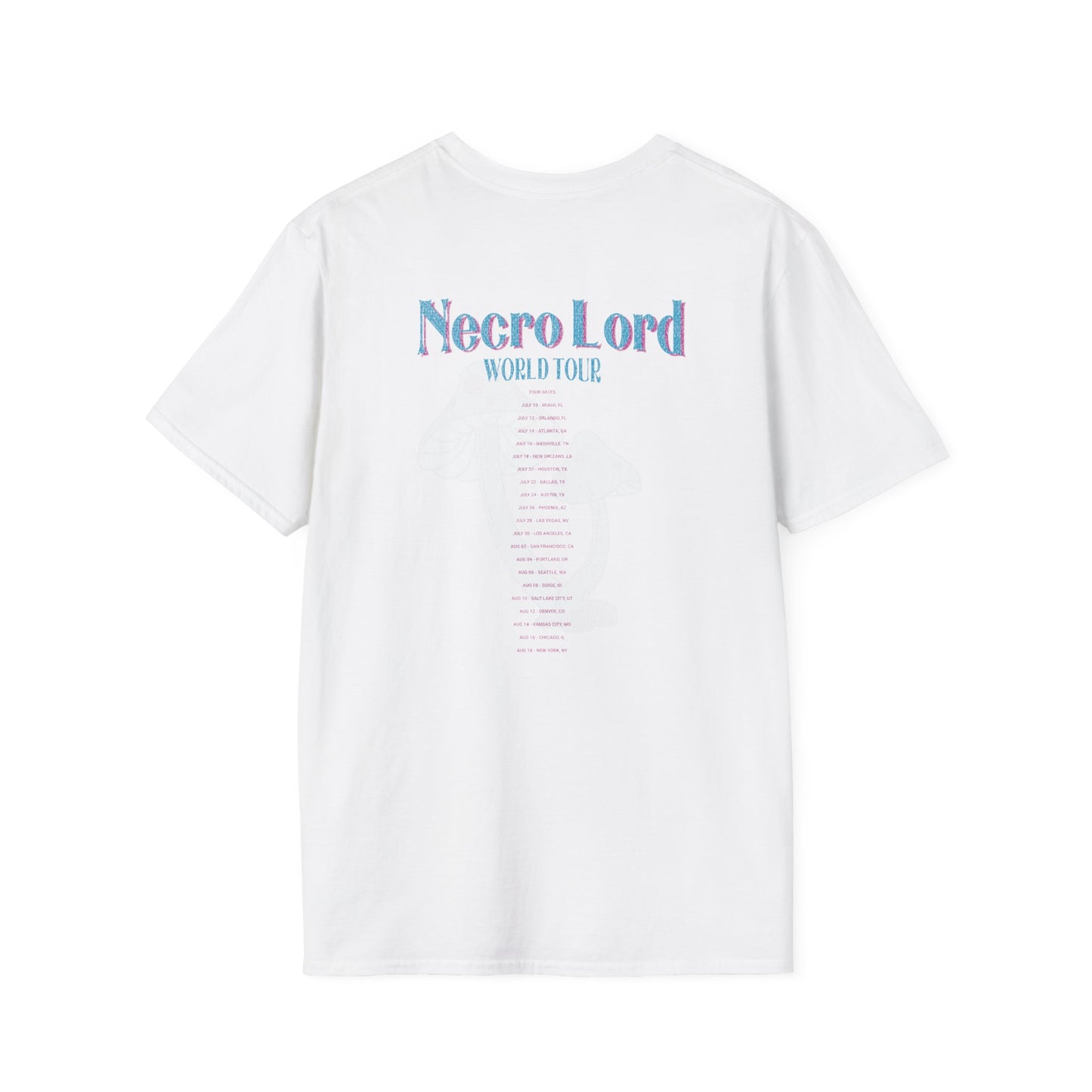 Necro Lord Fake Band Graphic T-Shirt | Unisex Softstyle Tee, Concerts, Festivals, Casual Wear