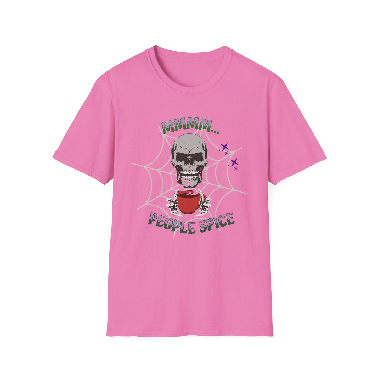People Spice Skull Halloween T-Shirt, Spooky Vibes, Unisex Softstyle Tee, Perfect for Halloween