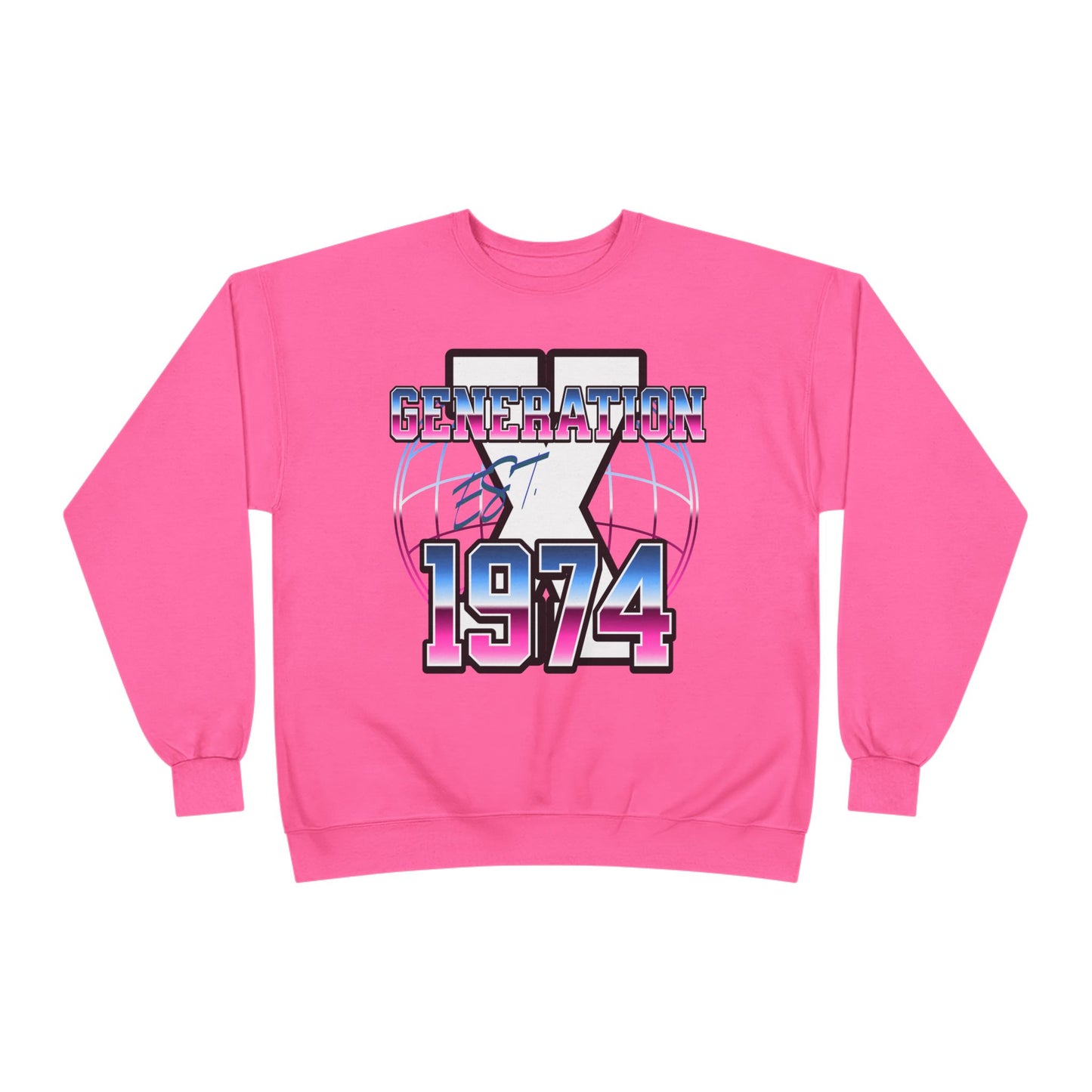 Retro 1974 Generation Eco Crewneck Sweatshirt, Unisex Pullover, Vintage Inspired, Gift for Birthdays, Casual Wear, Nostalgic Apparel