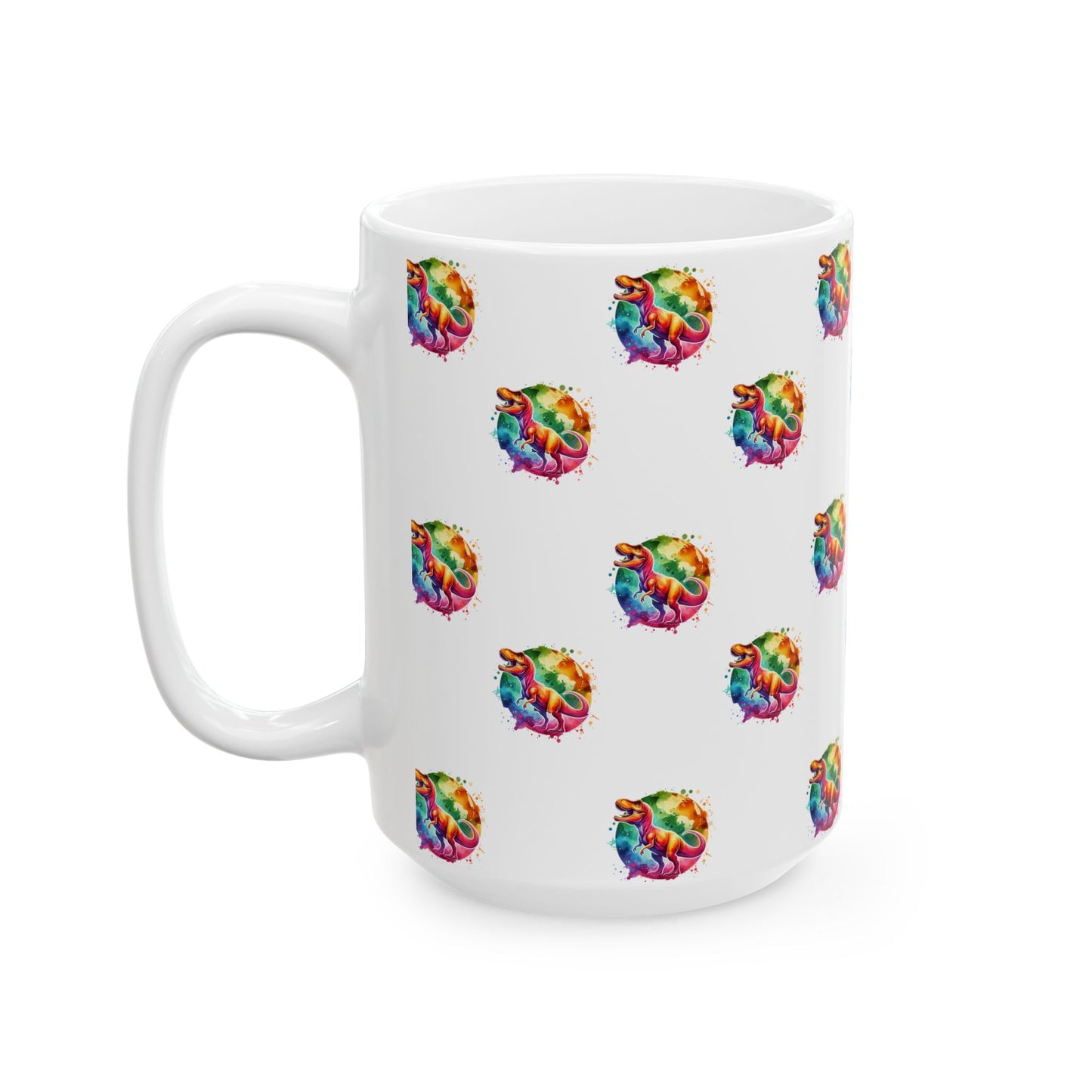 T Rex Colorful Abstract 15 oz. Ceramic Mug - Brighten Your Morning, Gift for Coffee Lovers, Unique Drinkware for Special Occasions