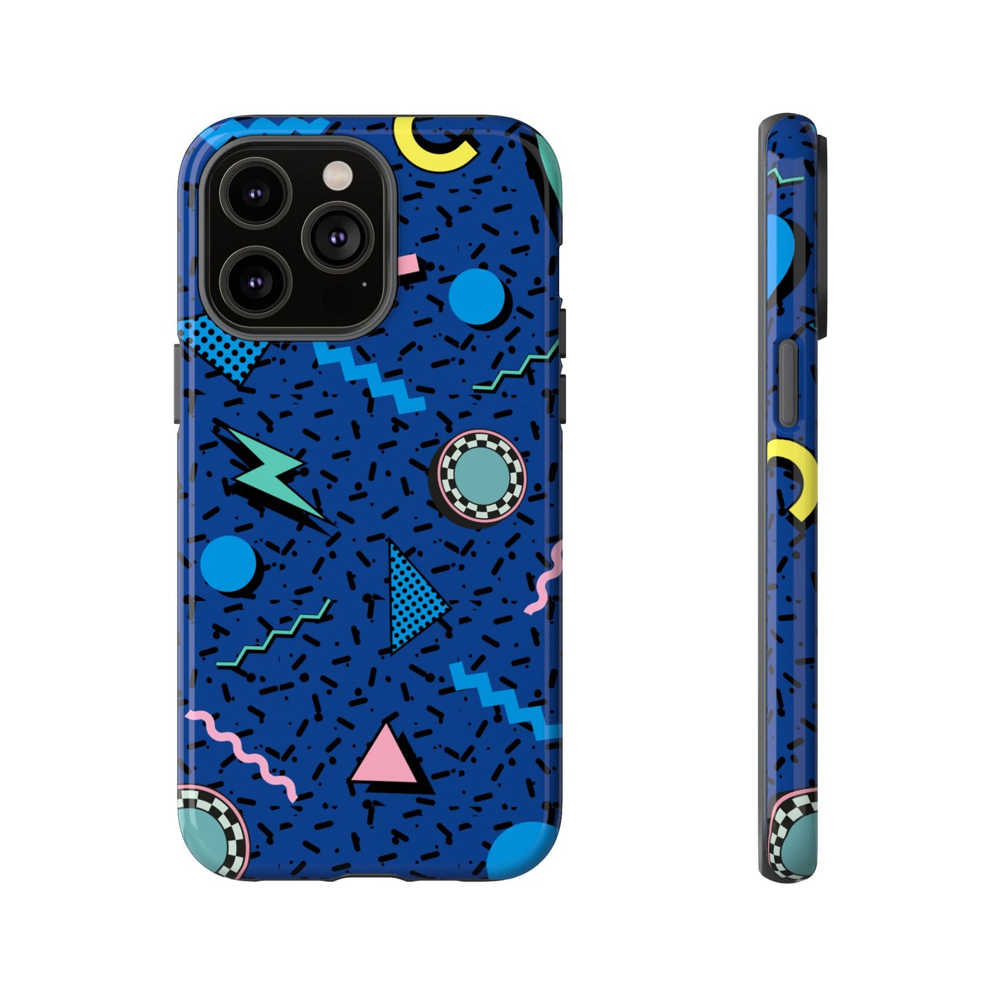 Blue Colorful Retro Phone Case, Tough On-the-Go Accessory, Unique Gift for Teenagers, Fun Pop Culture Aesthetic, Vibrant Phone Protection