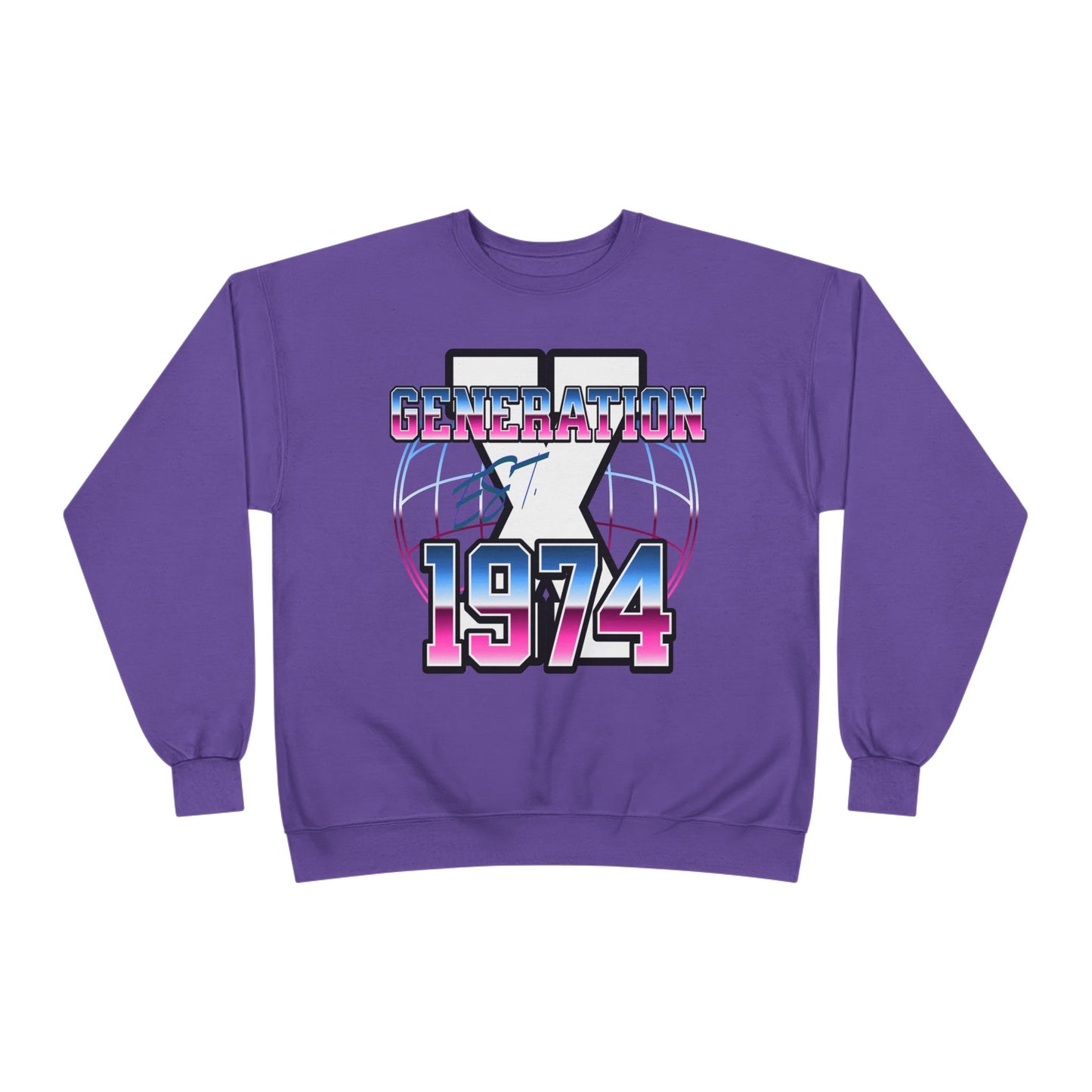 Retro 1974 Generation Eco Crewneck Sweatshirt, Unisex Pullover, Vintage Inspired, Gift for Birthdays, Casual Wear, Nostalgic Apparel