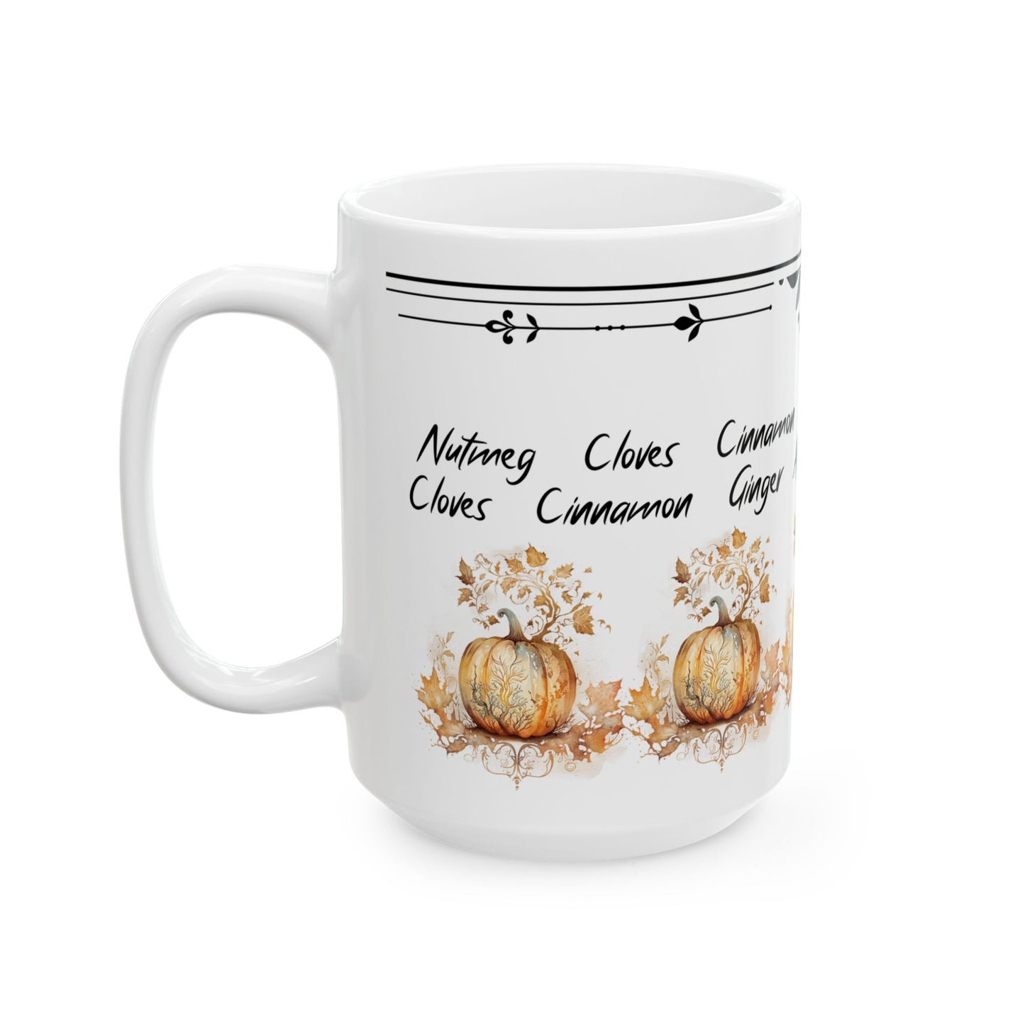 Fall Harvest Pumpkin Spice 15 oz. Ceramic Mug, Cozy Coffee Cup, Autumn Decor, Gift for Coffee Lovers