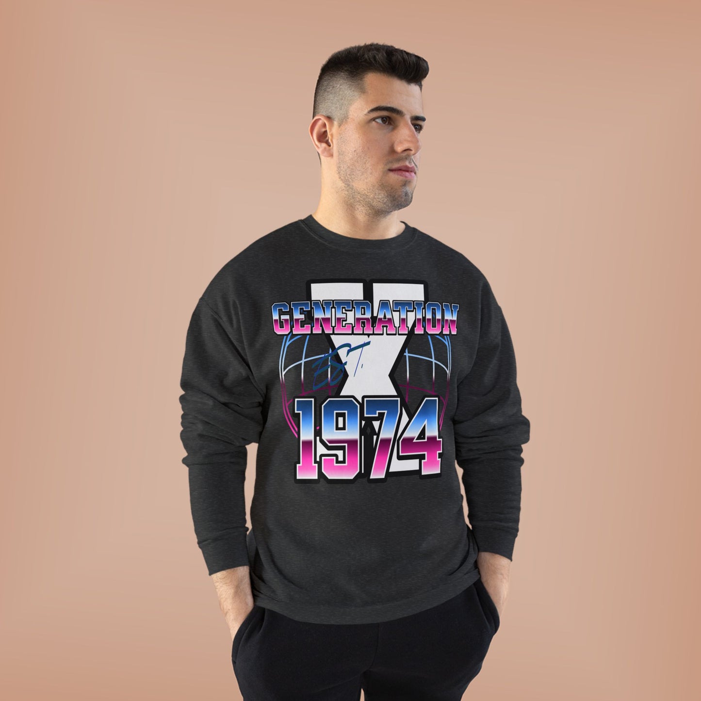 Retro 1974 Generation Eco Crewneck Sweatshirt, Unisex Pullover, Vintage Inspired, Gift for Birthdays, Casual Wear, Nostalgic Apparel