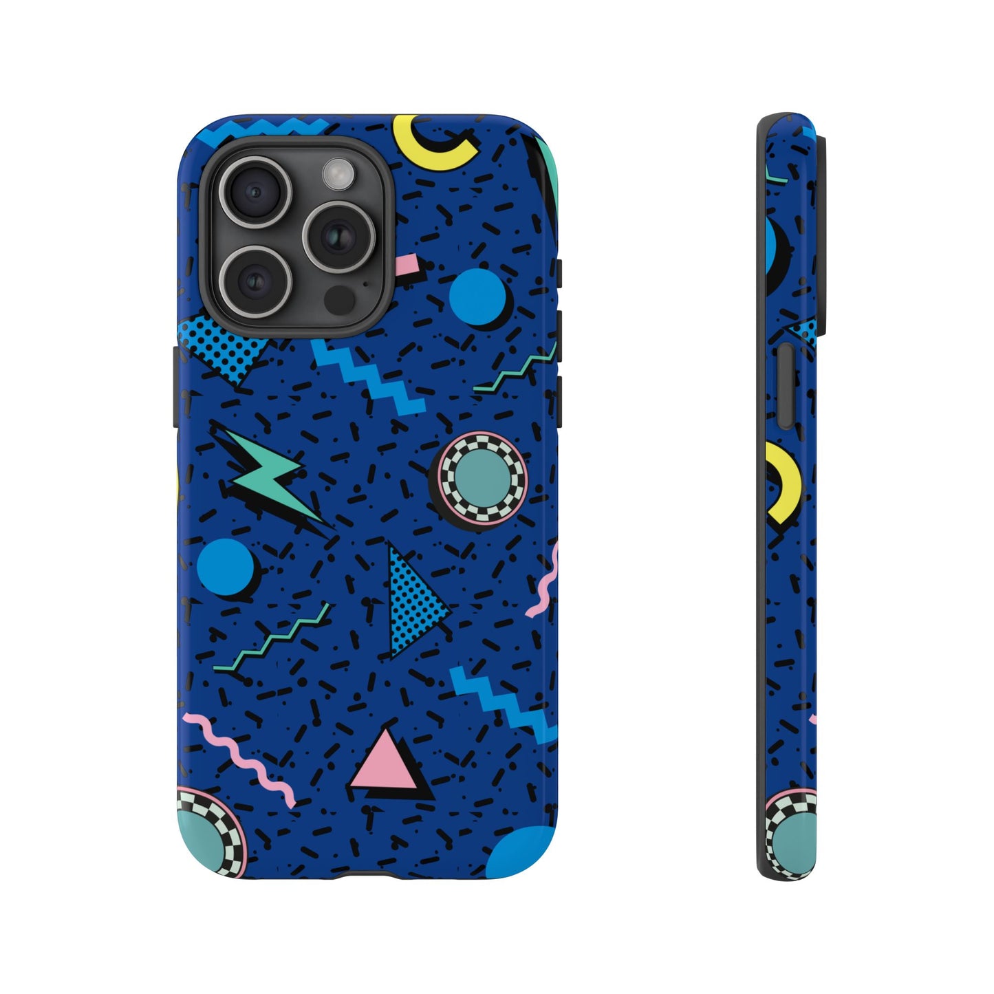 Blue Colorful Retro Phone Case, Tough On-the-Go Accessory, Unique Gift for Teenagers, Fun Pop Culture Aesthetic, Vibrant Phone Protection