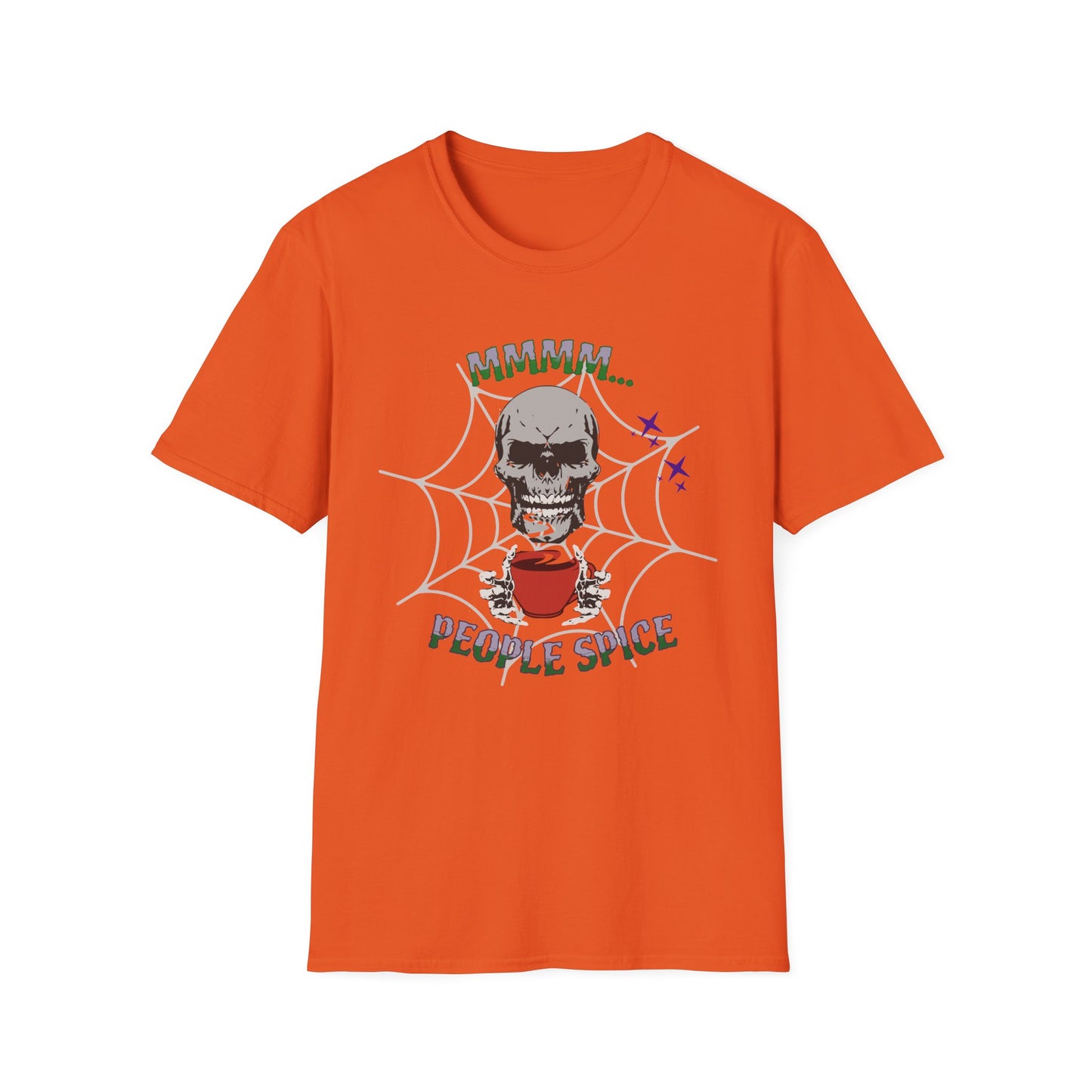 People Spice Skull Halloween T-Shirt, Spooky Vibes, Unisex Softstyle Tee, Perfect for Halloween