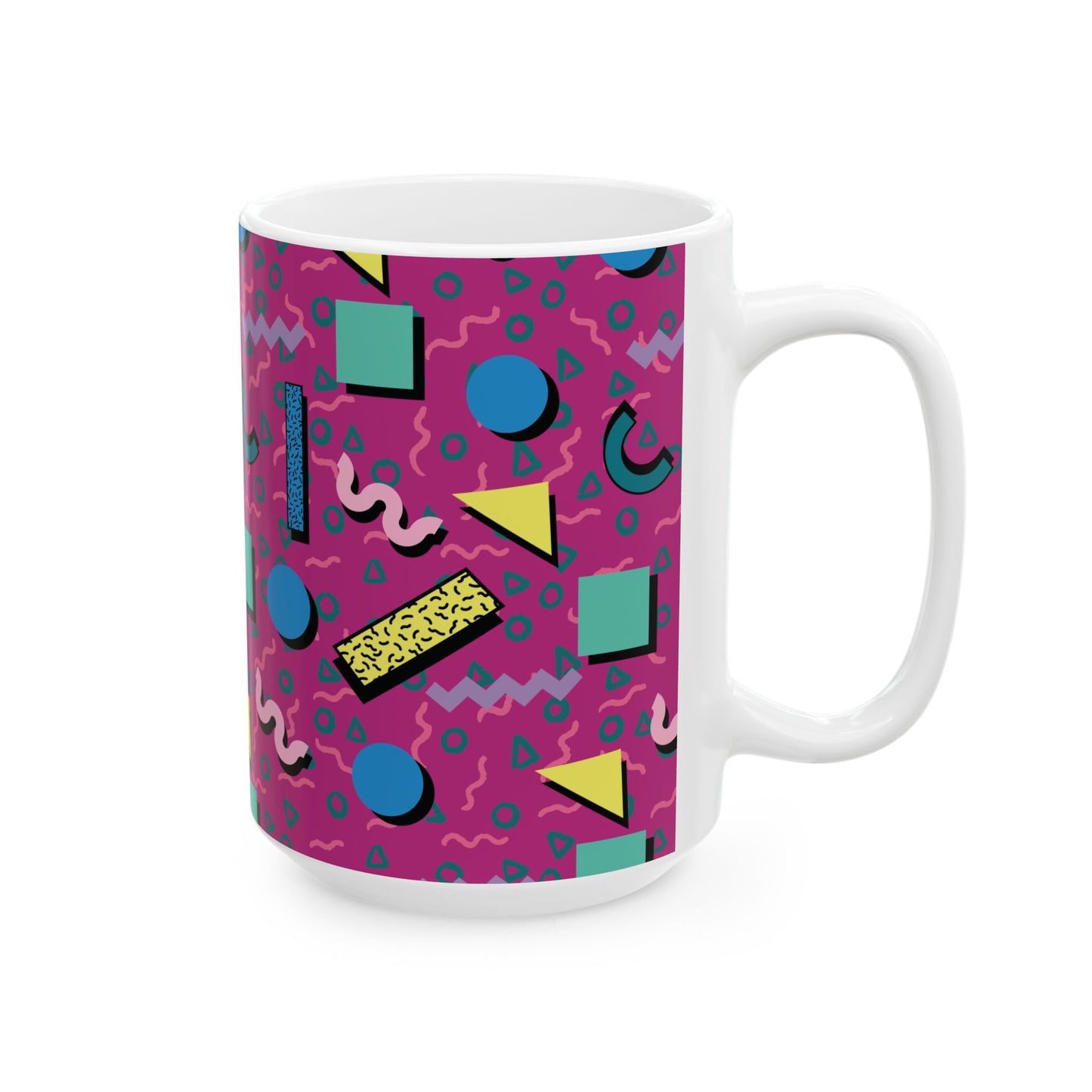 Colorful Retro Geometric Ceramic Mug | Fun Coffee Cup, Unique Gift, Home Decor, Retro Vibe, 80s Style, Coffee Lover's Mug