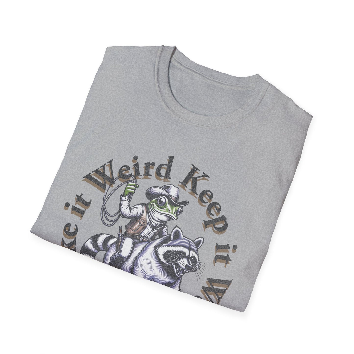 Whimsical Raccoon Tee: Make It Weird | Unisex Softstyle T-Shirt, Casual Everyday Wear, Gift for Animal Lovers, Unique Style, Funny Shirt