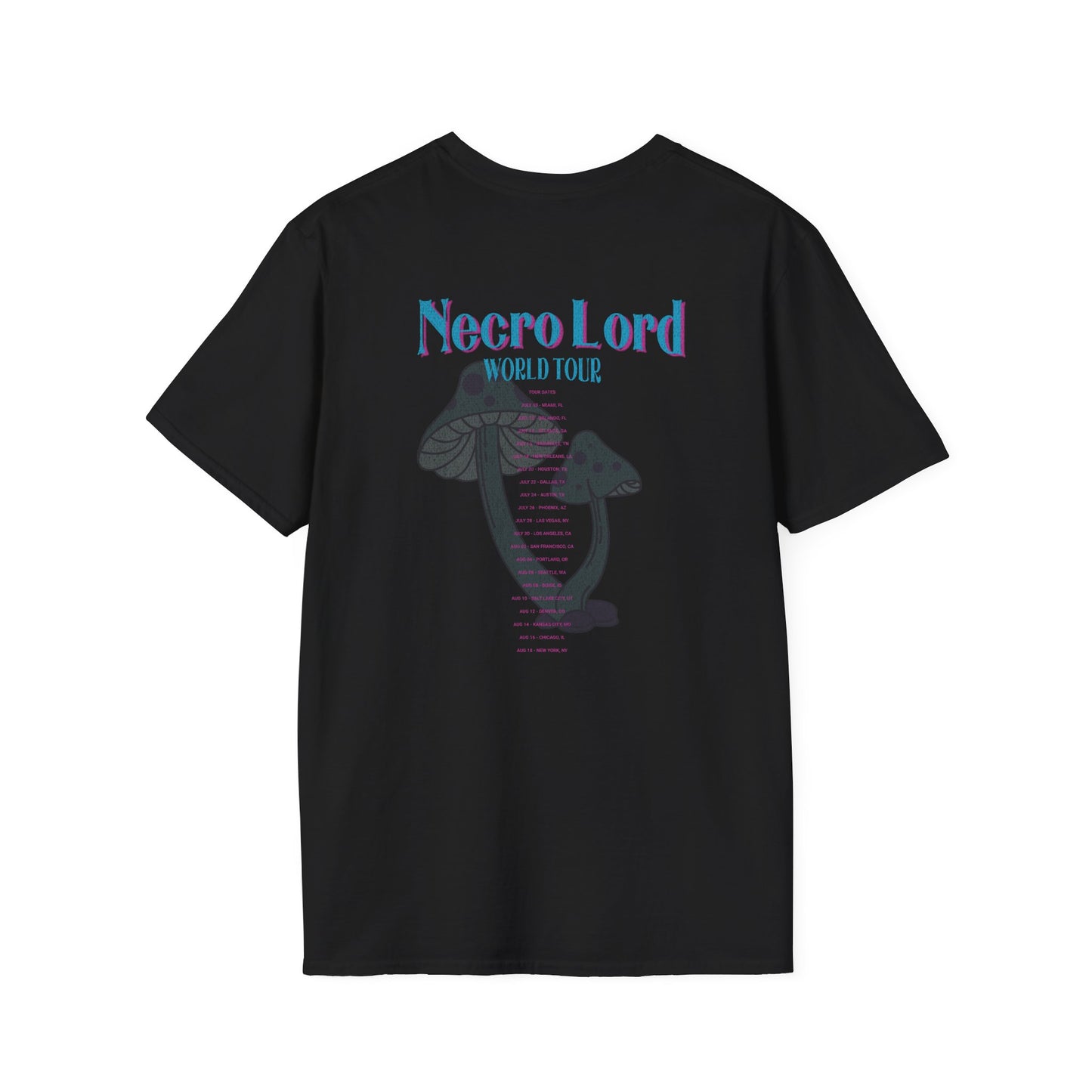 Necro Lord Fake Band Graphic T-Shirt | Unisex Softstyle Tee, Concerts, Festivals, Casual Wear