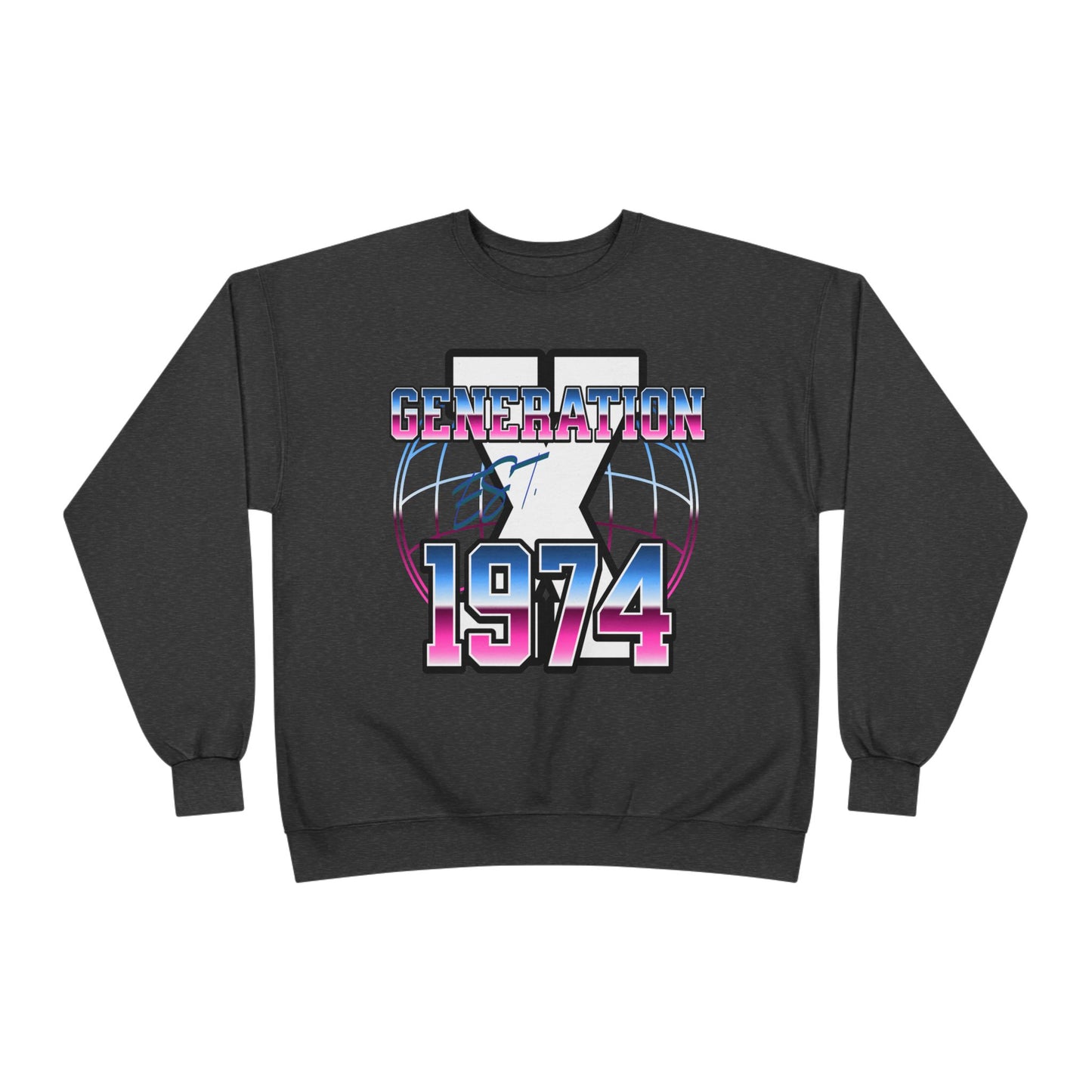 Retro 1974 Generation Eco Crewneck Sweatshirt, Unisex Pullover, Vintage Inspired, Gift for Birthdays, Casual Wear, Nostalgic Apparel