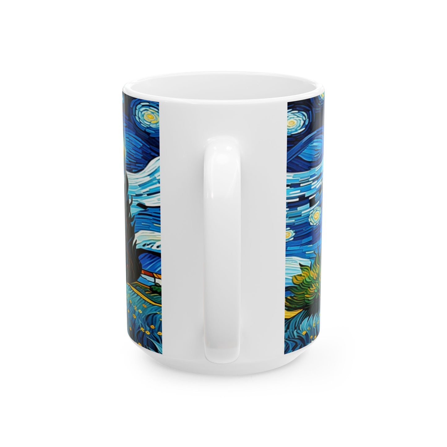 Dinosaur Starry Night Ceramic Mug, Whimsical Coffee Cup, Dino Lover Gift, Unique Kitchen Decor, Fun Artwork Mug