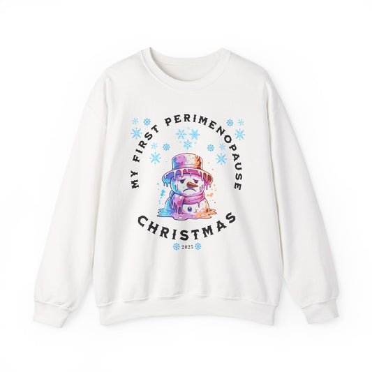 My First Perimenopause Christmas Sweatshirt, Cozy Holiday Gift, Unisex Crewneck, Funny Christmas Apparel, Gift for Women
