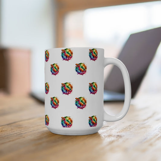 T Rex Colorful Abstract 15 oz. Ceramic Mug - Brighten Your Morning, Gift for Coffee Lovers, Unique Drinkware for Special Occasions