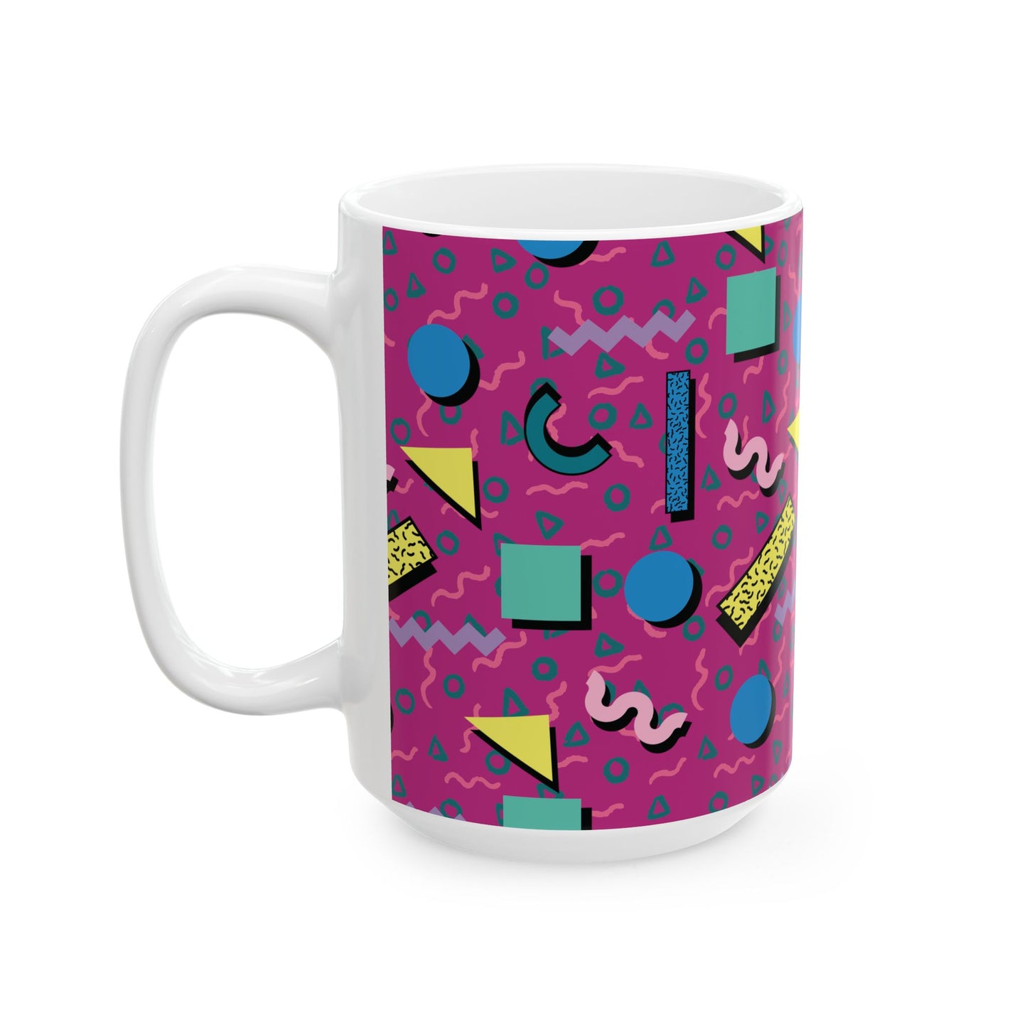 Colorful Retro Geometric Ceramic Mug | Fun Coffee Cup, Unique Gift, Home Decor, Retro Vibe, 80s Style, Coffee Lover's Mug