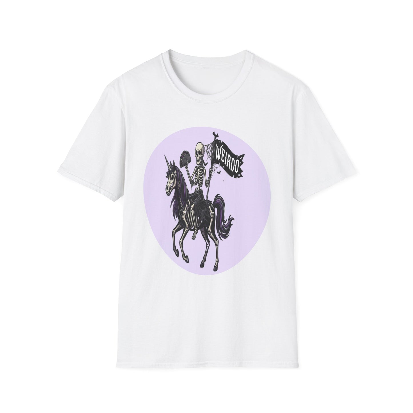 Weirdo Skeleton Riding Unicorn T‑Shirt