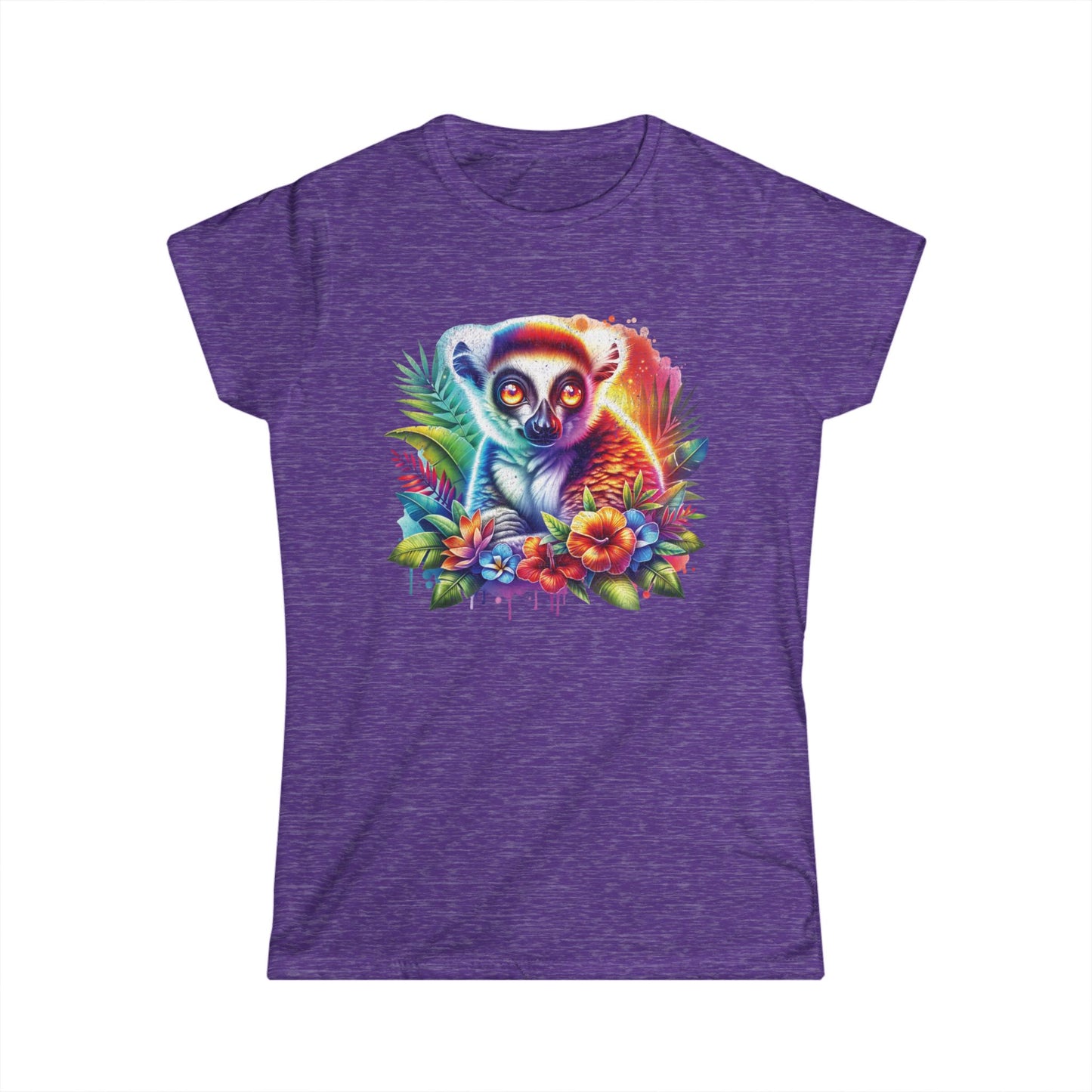 Colorful Lemur Floral Women's Tee, Fun Summer Shirt, Gift for Animal Lovers, Nature-Inspired Top, Vibrant Graphic T-Shirt, Casual Wear