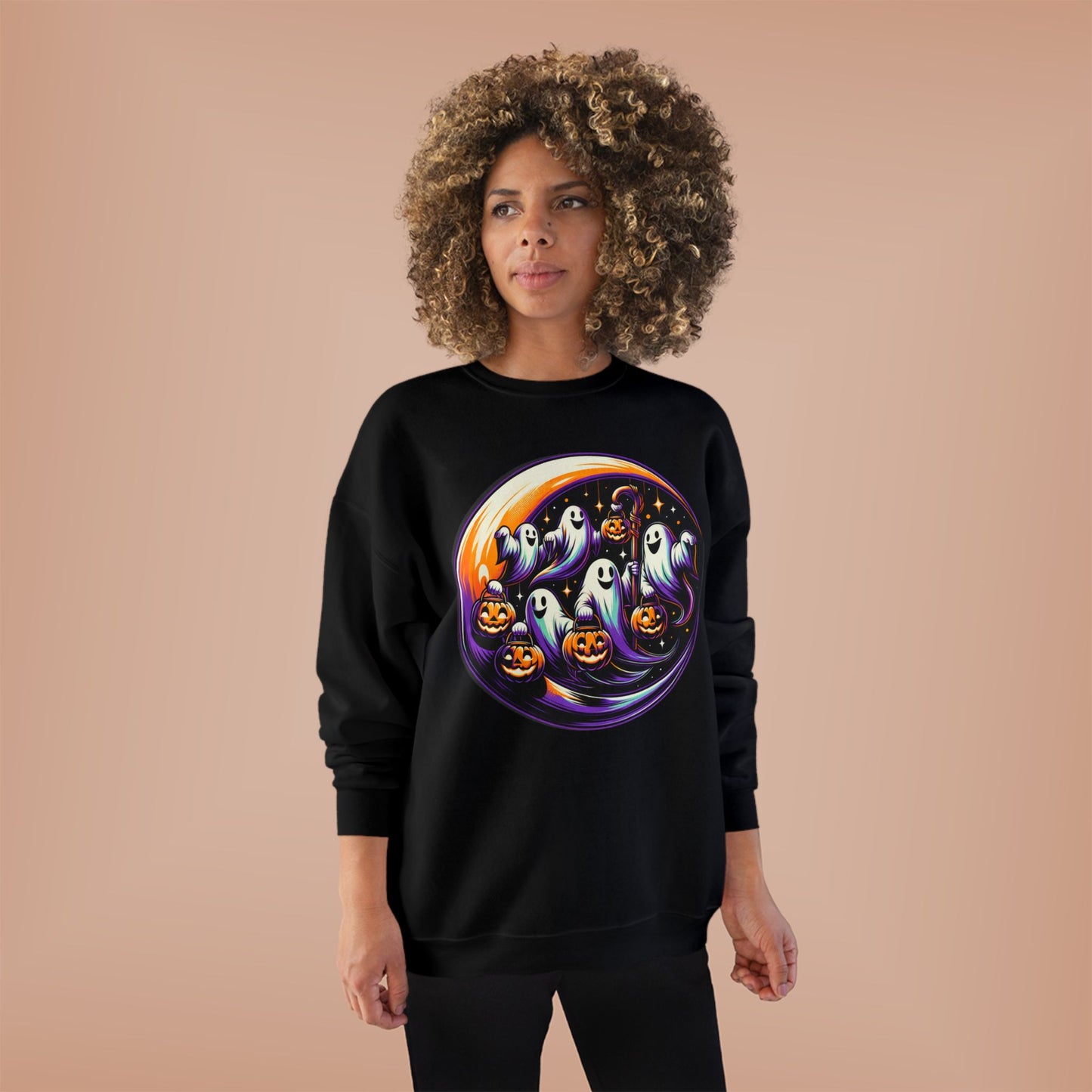 Spooky Ghosts Crewneck Sweatshirt | Halloween Apparel, Cozy Sweatshirt, Unisex Halloween Clothing, Fall Fashion, Eco-Friendly Sweatshirt