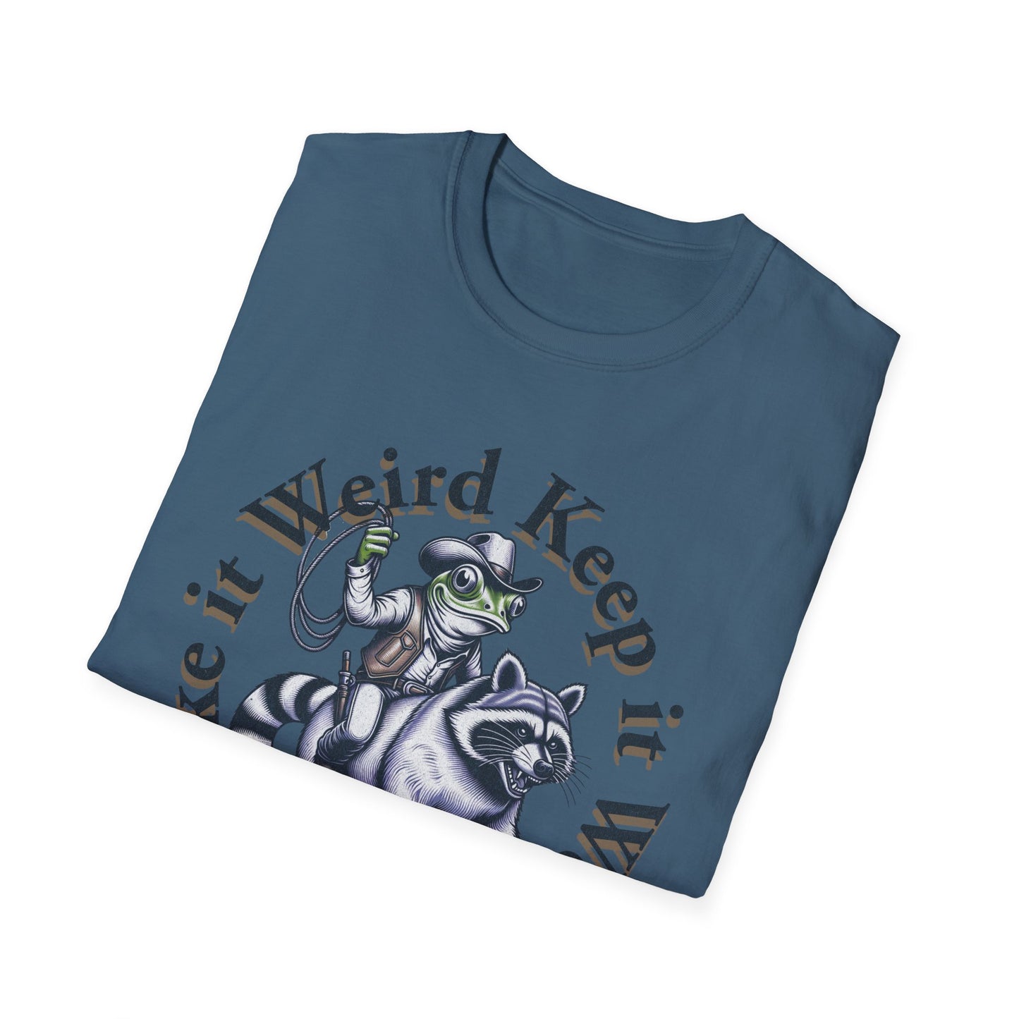 Whimsical Raccoon Tee: Make It Weird | Unisex Softstyle T-Shirt, Casual Everyday Wear, Gift for Animal Lovers, Unique Style, Funny Shirt