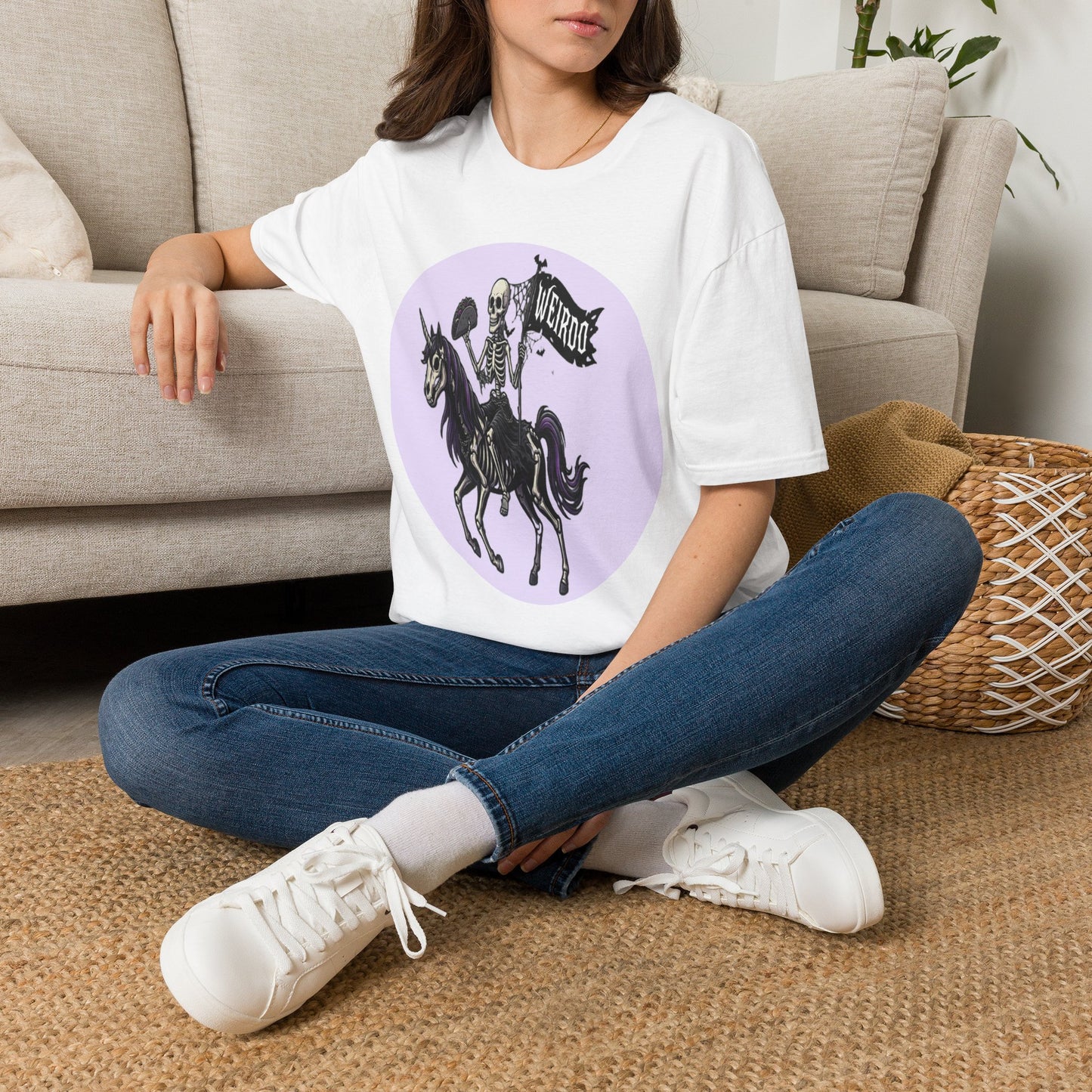 Weirdo Skeleton Riding Unicorn T‑Shirt