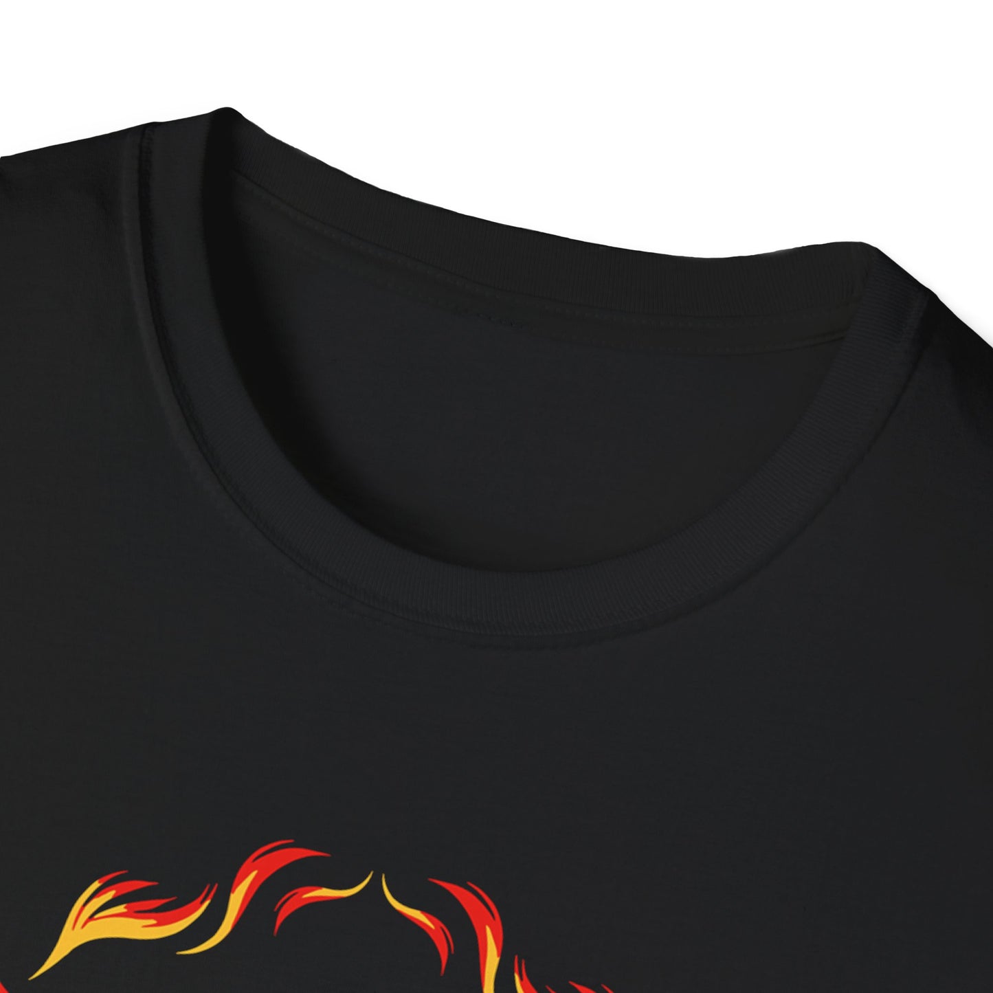 Down Flames Unisex Softstyle T-Shirt - Bold 'Down' Flame Design