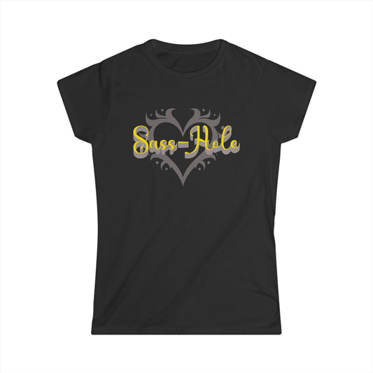 Sass-Hole Sassy Heart Women's Softstyle Tee, Cute Graphic T-Shirt, Casual Wear, Perfect for Gifts, Trendy Gift for Her