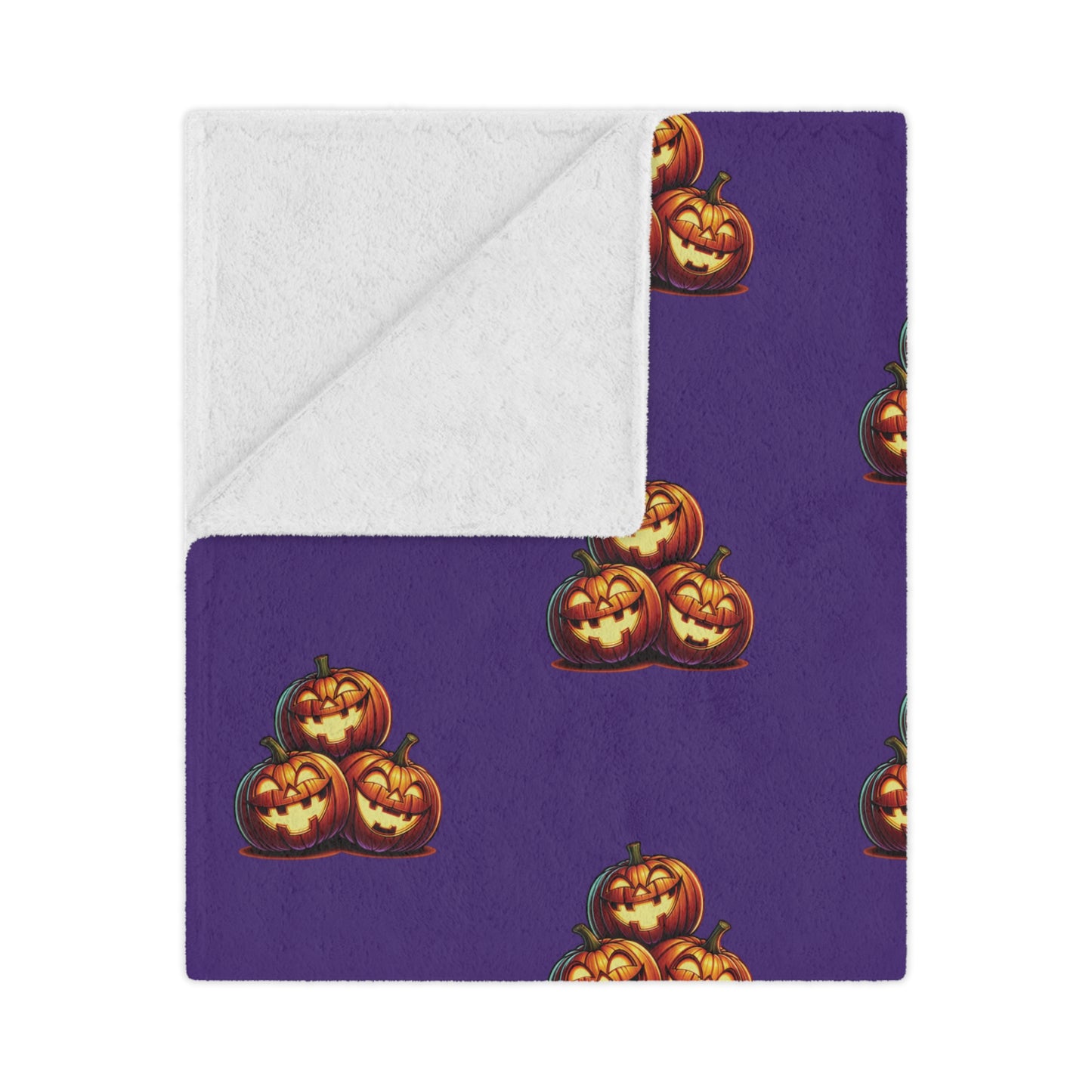 Cozy Minky Blanket with Halloween Pumpkin Pattern, Gifts, Holiday Comfort 50" X 60"