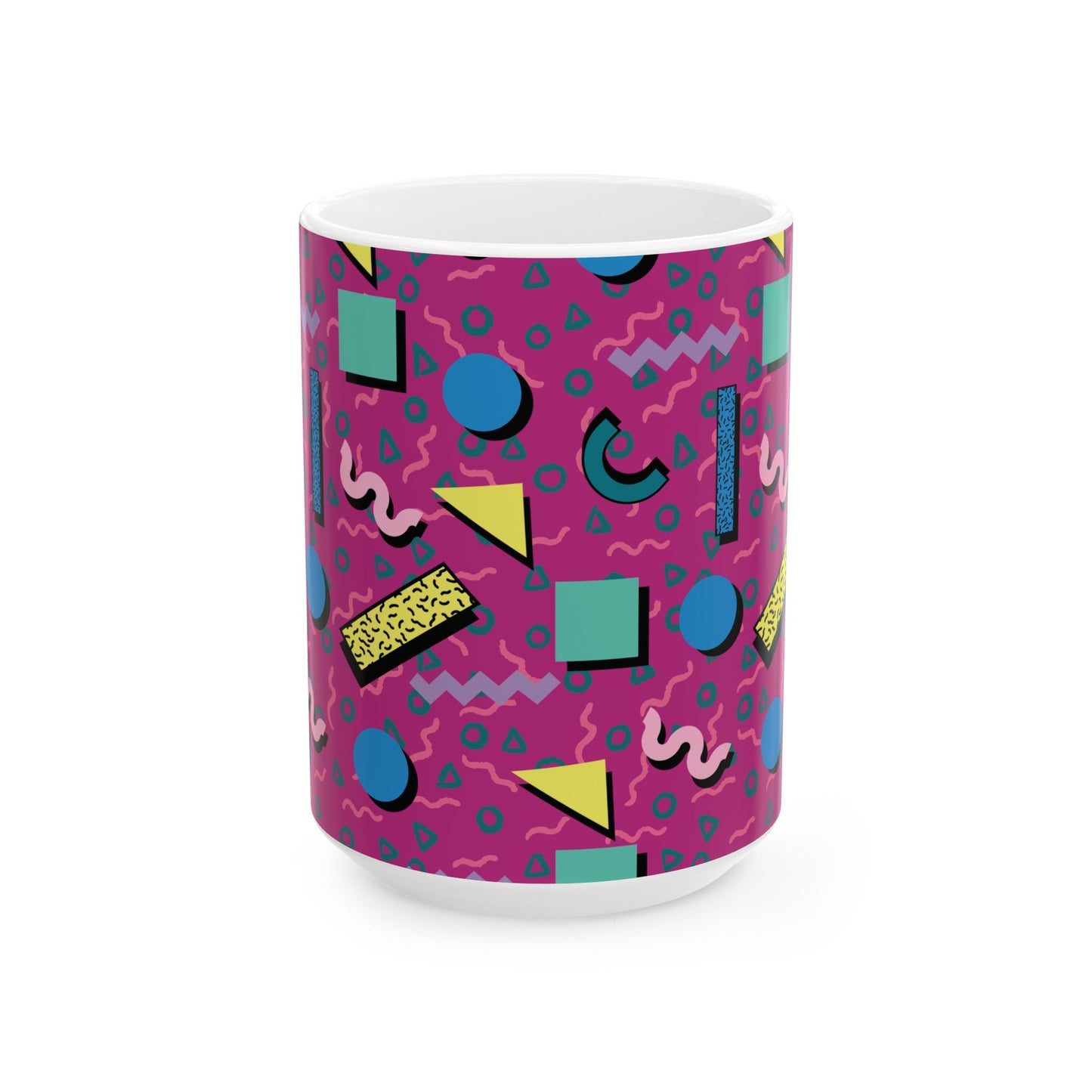 Colorful Retro Geometric Ceramic Mug | Fun Coffee Cup, Unique Gift, Home Decor, Retro Vibe, 80s Style, Coffee Lover's Mug