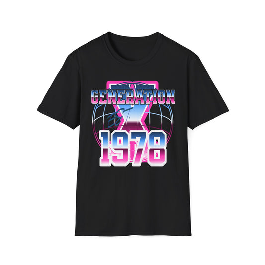 Retro Generation X 1978 Unisex Softstyle T-Shirt, Vintage Graphic Tee, 80s Nostalgia Shirt, Gift for Gen X, Birthday Celebration Outfit