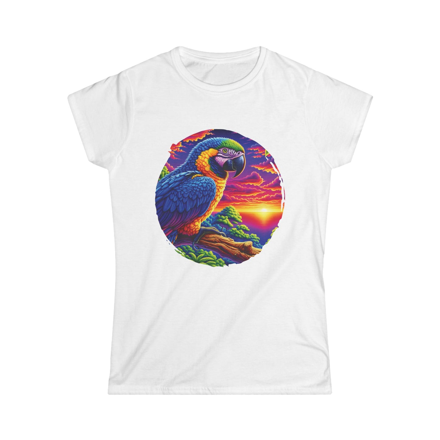 Colorful Parrot Women's Tee, Tropical Shirt, Bird Lover's Fashion