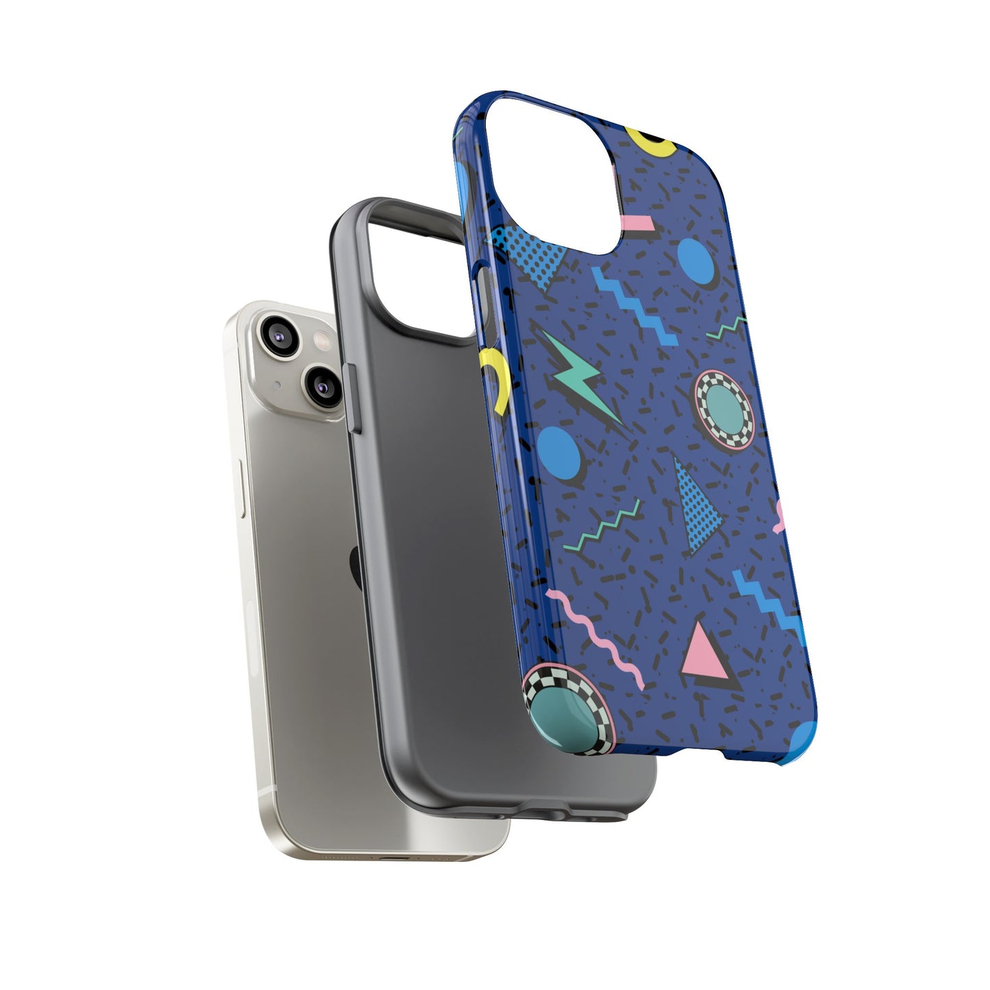 Blue Colorful Retro Phone Case, Tough On-the-Go Accessory, Unique Gift for Teenagers, Fun Pop Culture Aesthetic, Vibrant Phone Protection