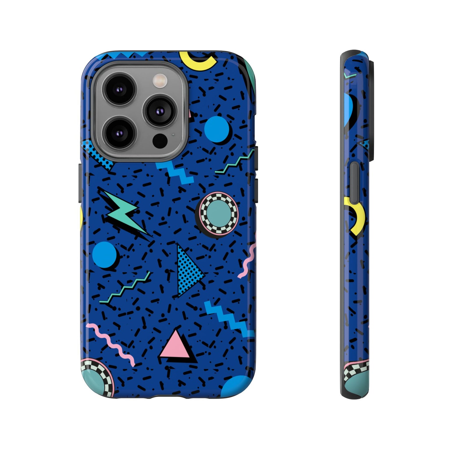 Blue Colorful Retro Phone Case, Tough On-the-Go Accessory, Unique Gift for Teenagers, Fun Pop Culture Aesthetic, Vibrant Phone Protection