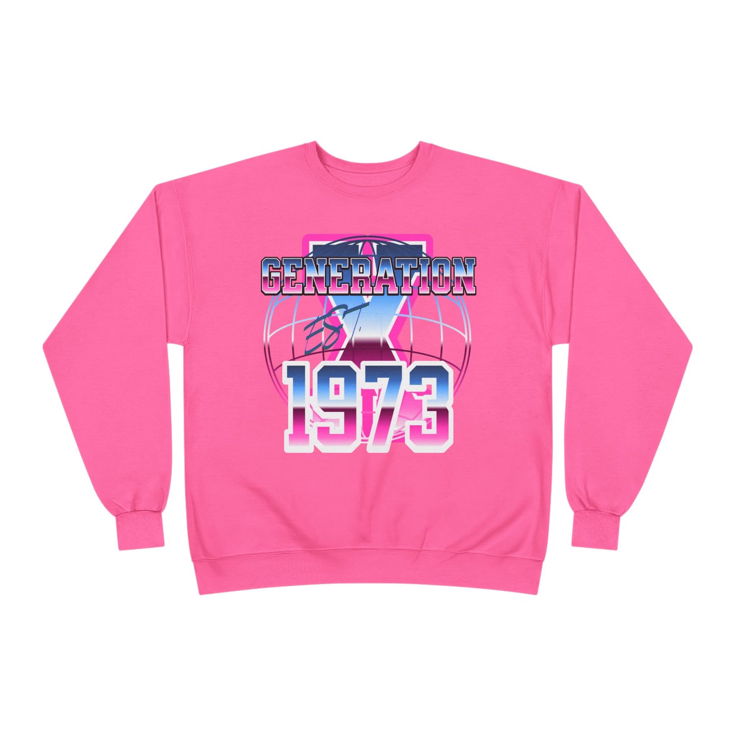Retro Generation 1973 Crewneck Sweatshirt, Unisex Sweatshirt, Eco-Friendly Fashion, Vintage Style Wear, Gift for Gen X Enthusiasts