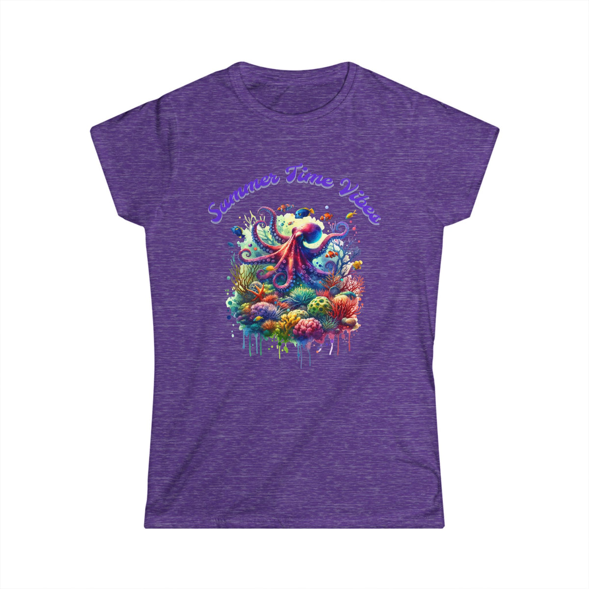 Women's 'Summer Time Vibes' Octopus  Graphic T-Shirt