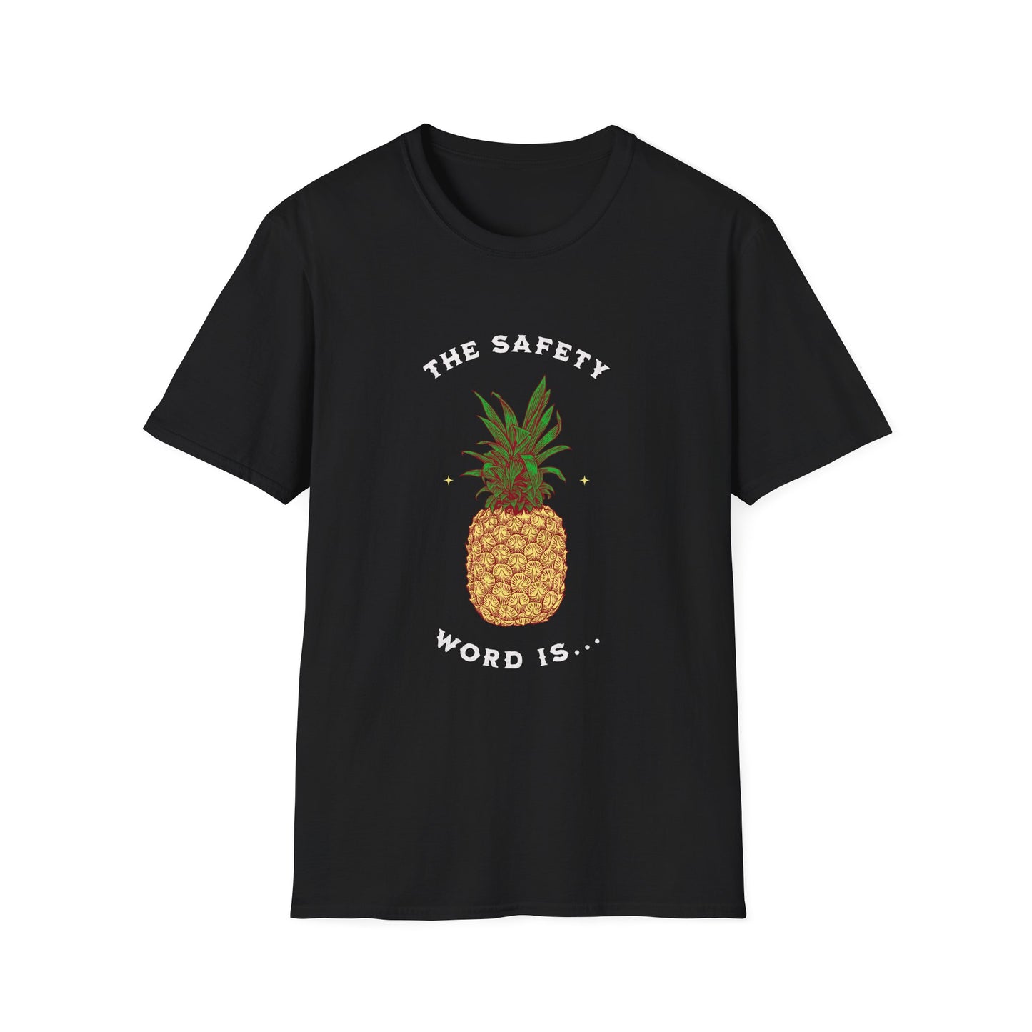 Pineapple Safety Word Tee, Unisex Softstyle T-Shirt, Fun Graphic Shirt, Gifts for Friends, Casual Wear