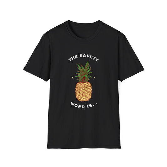 Pineapple Safety Word Tee, Unisex Softstyle T-Shirt, Fun Graphic Shirt, Gifts for Friends, Casual Wear