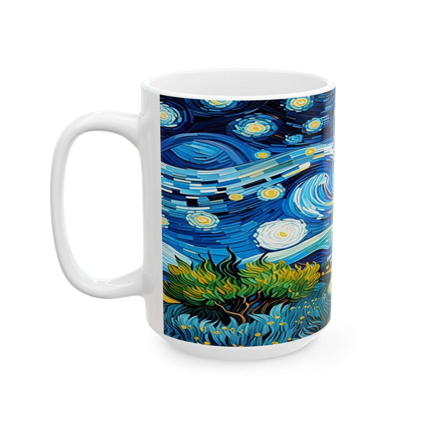 Dinosaur Starry Night Ceramic Mug, Whimsical Coffee Cup, Dino Lover Gift, Unique Kitchen Decor, Fun Artwork Mug