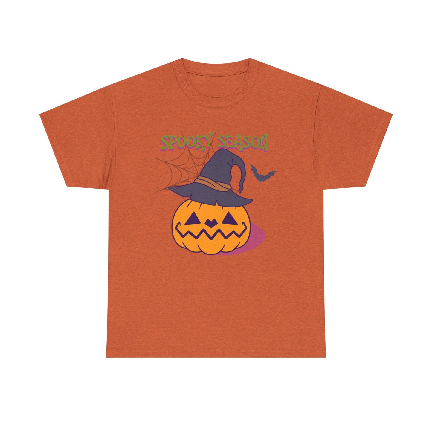 Jack-o-Lantern Heavy Cotton Tee for Halloween, Spooky Season Shirt, Pumpkin Tee, Fall Fashion, Halloween Party Apparel